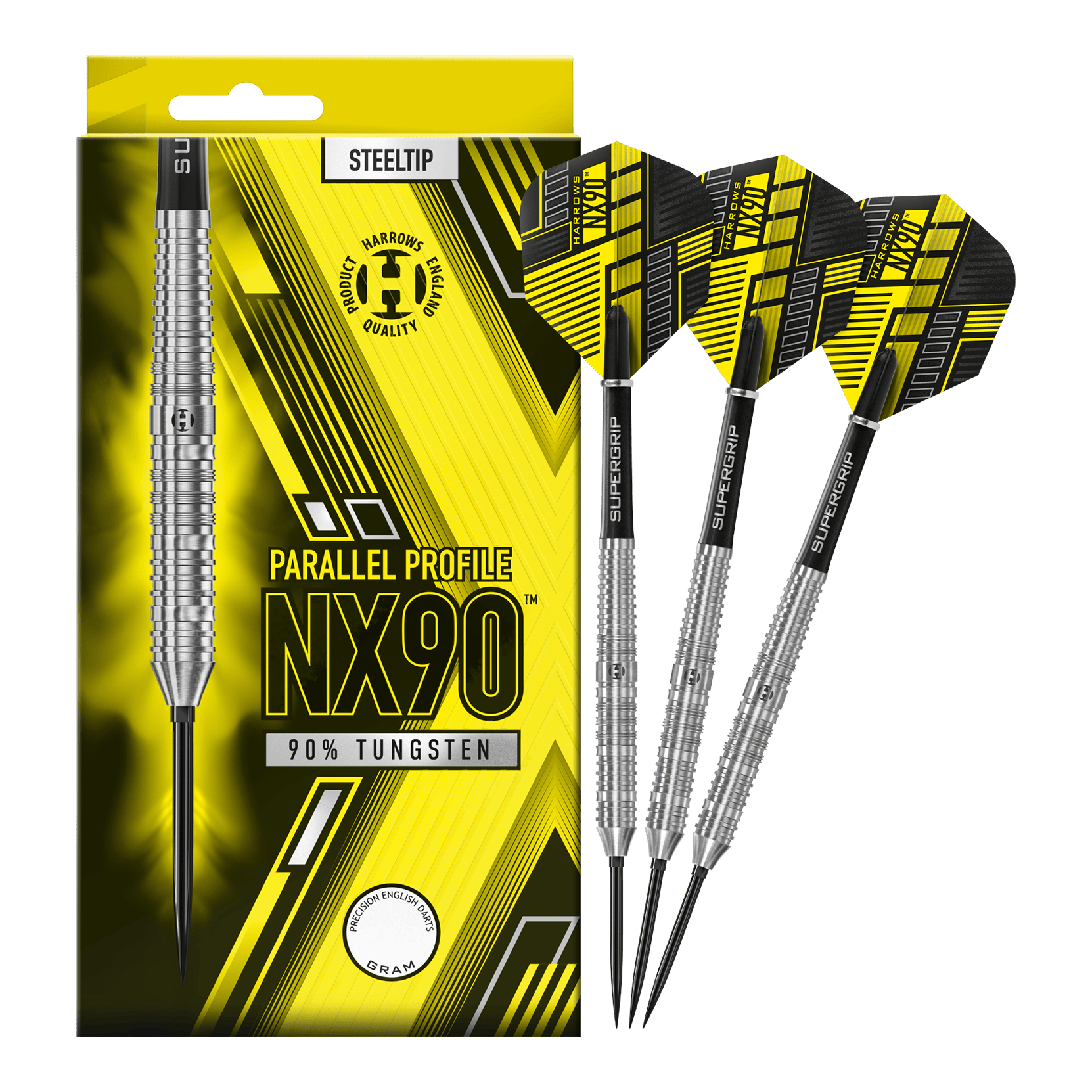 Fléchettes en acier Harrows NX90 Parallel Quick Point Abgebildet sind die Harrows NX90 Parallel Quick Point Steeldarts. Diese Darts sind bekannt für ihre Präzision und ihr paralleles Barrel.