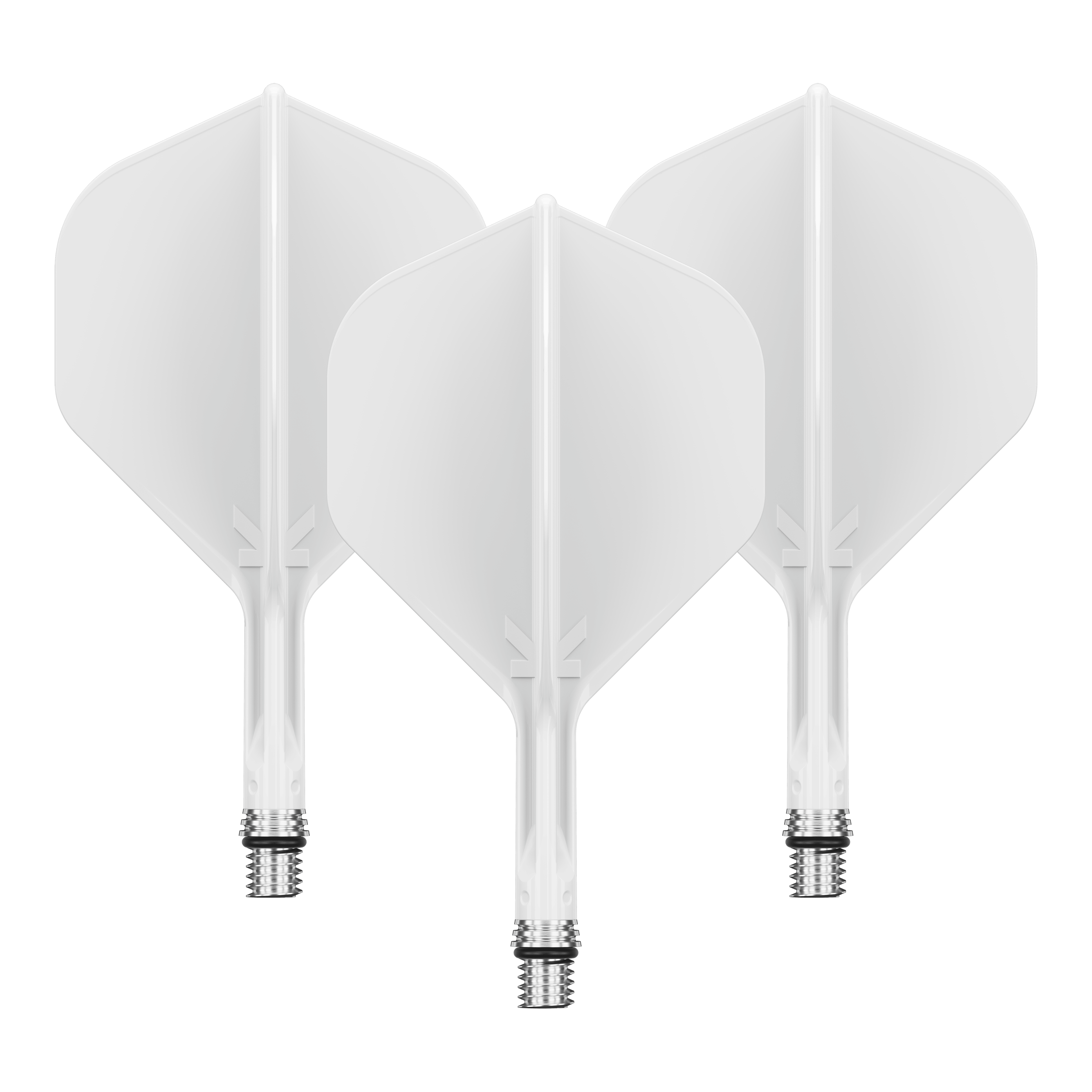 Ailettes standard Target K-Shift n° 2 - Blanches Dieses Bild zeigt ein Set aus weißen Dart Flights. Die Flights scheinen die Größe 19 mm zu haben.