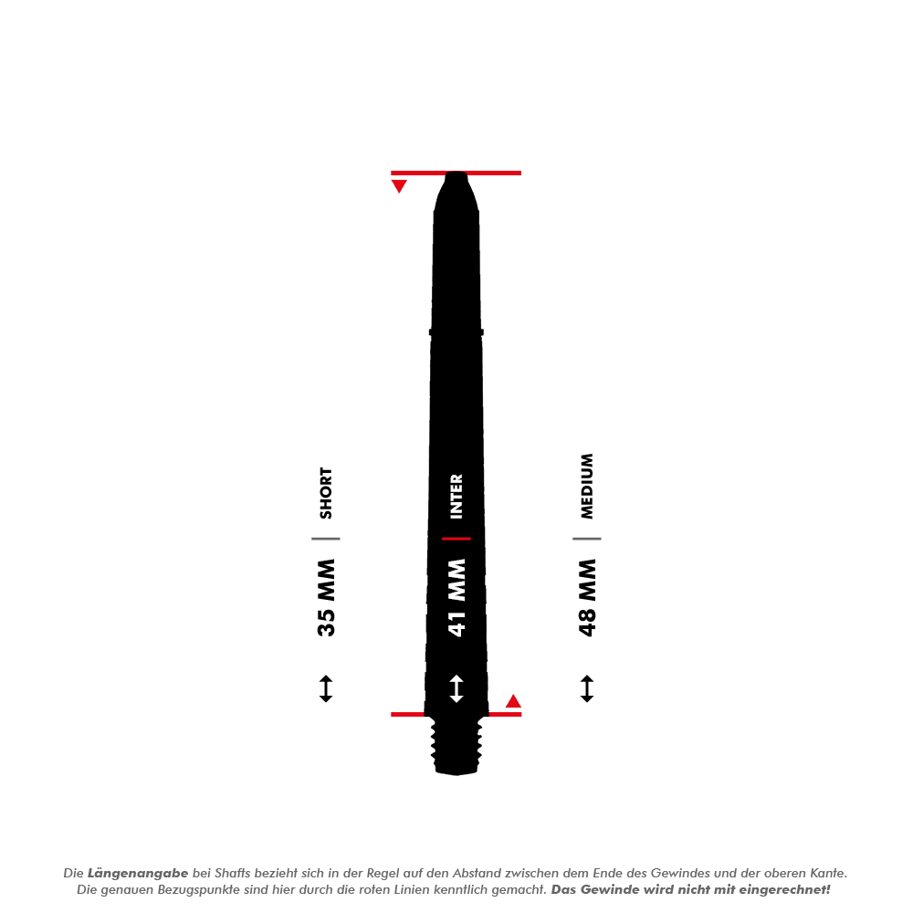 7020_Winmau_Prism_Force_Shafts_5_41mmC3Gn74cMPPWUj Das Bild zeigt einen Dart-Schaft mit Längenangaben in Millimetern. Die Zwischengrößen "Short" (35 mm), "Inter" (41 mm) und "Medium" (48 mm) sind markiert.
