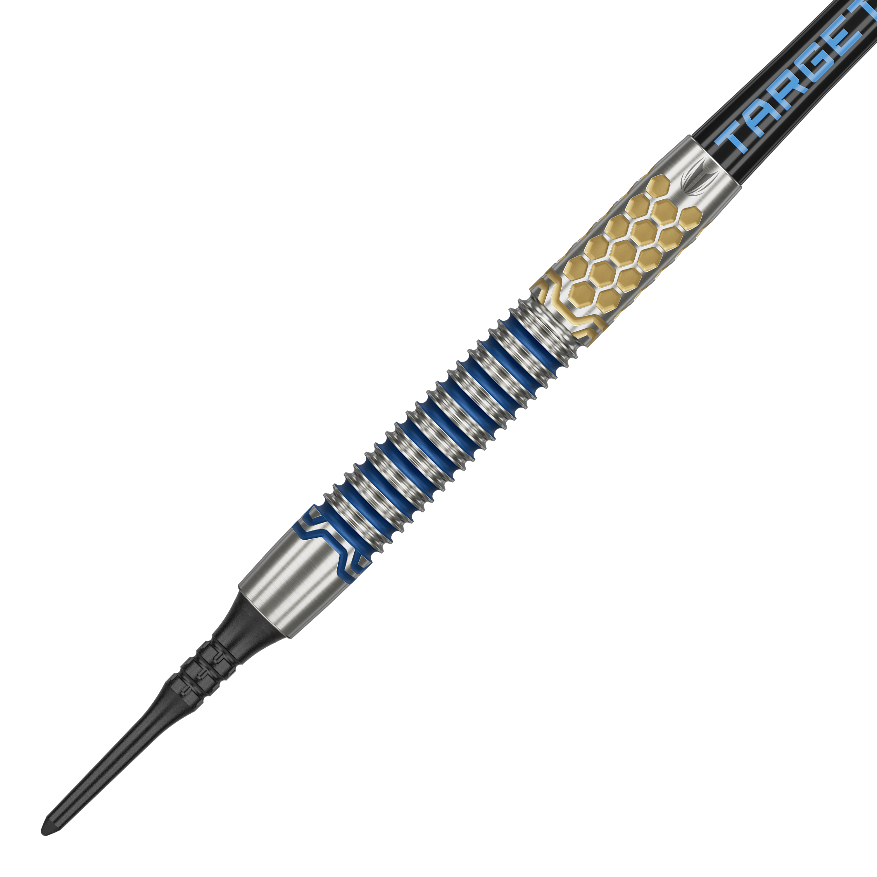 Fléchettes souples Target Josh Rock GEN1 - 20 g Dies ist der Target Josh Rock GEN1 Softdart mit einem Gewicht von 20g. Der Dartpfeil hat ein auffälliges Design mit blauen und goldenen Akzenten.