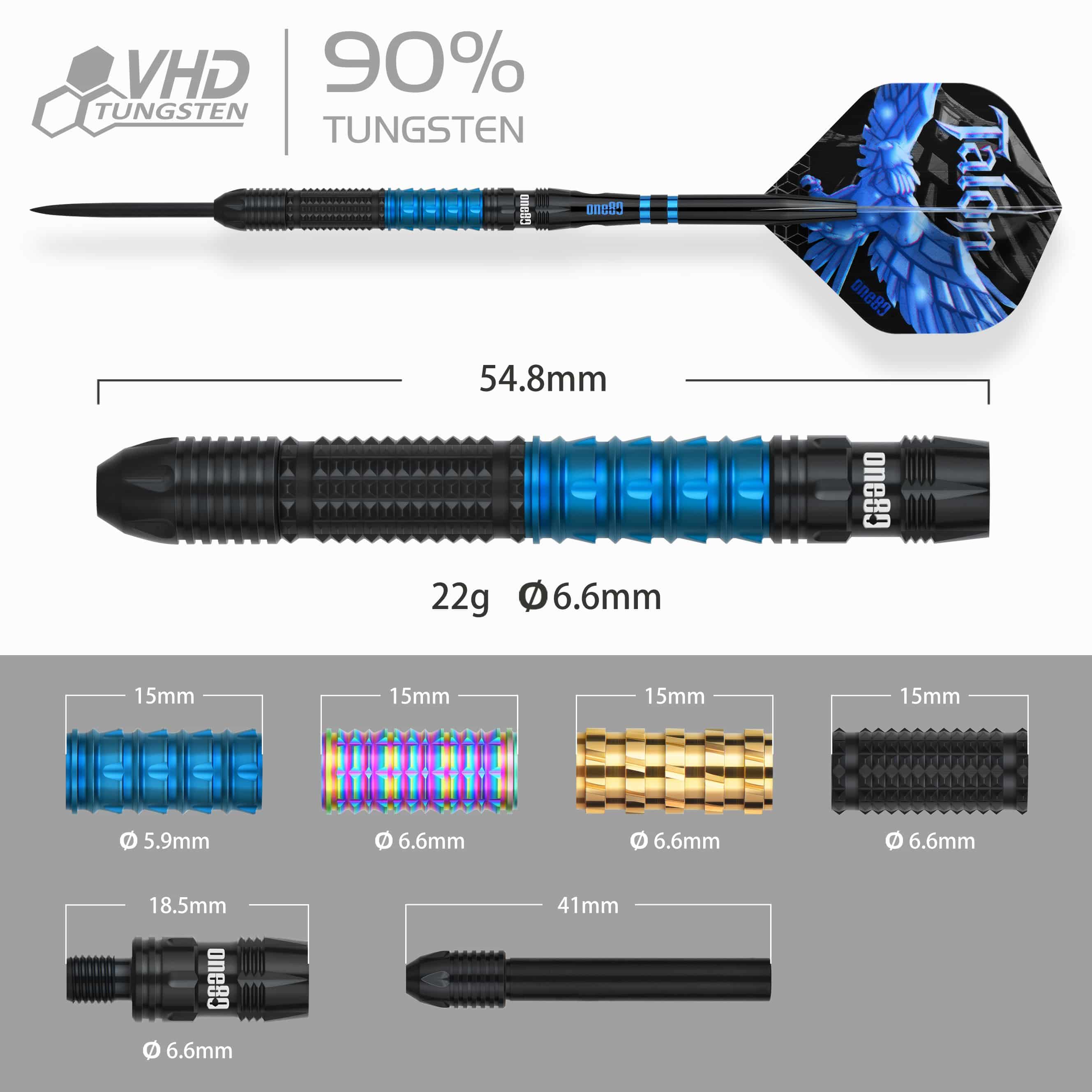 Fléchettes en acier One80 Talon T1 Gezeigt werden die One80 Talon Steeldarts. Sie sind ideal für Dartspieler, die Wert auf Genauigkeit legen.