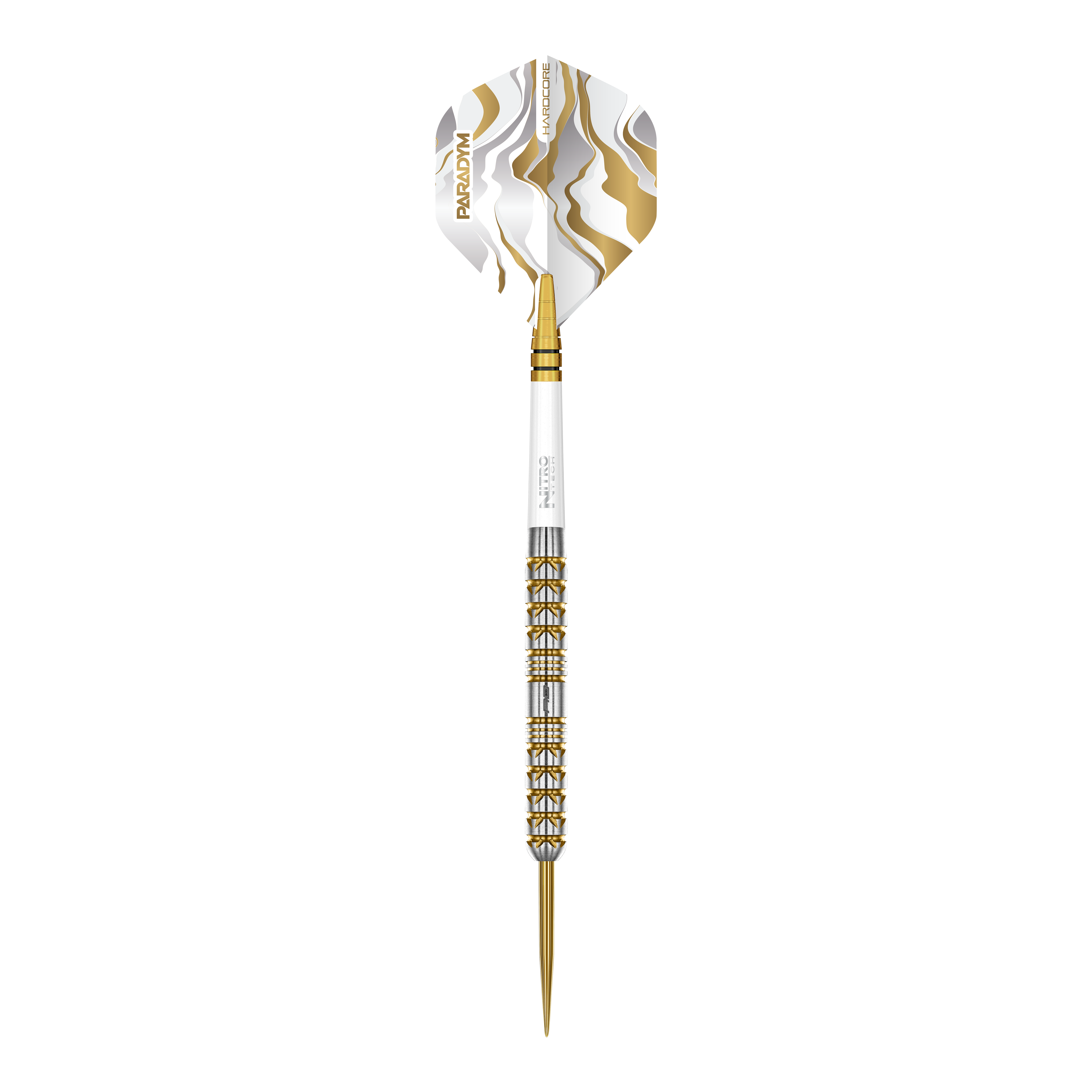 Fléchettes en acier Red Dragon Paradym Gold Parallel Auf dem Bild sind die Red Dragon Paradym Gold Parallel Steeldarts zu sehen. Diese Steeldarts zeichnen sich durch ihr paralleles Design und goldene Akzente aus.