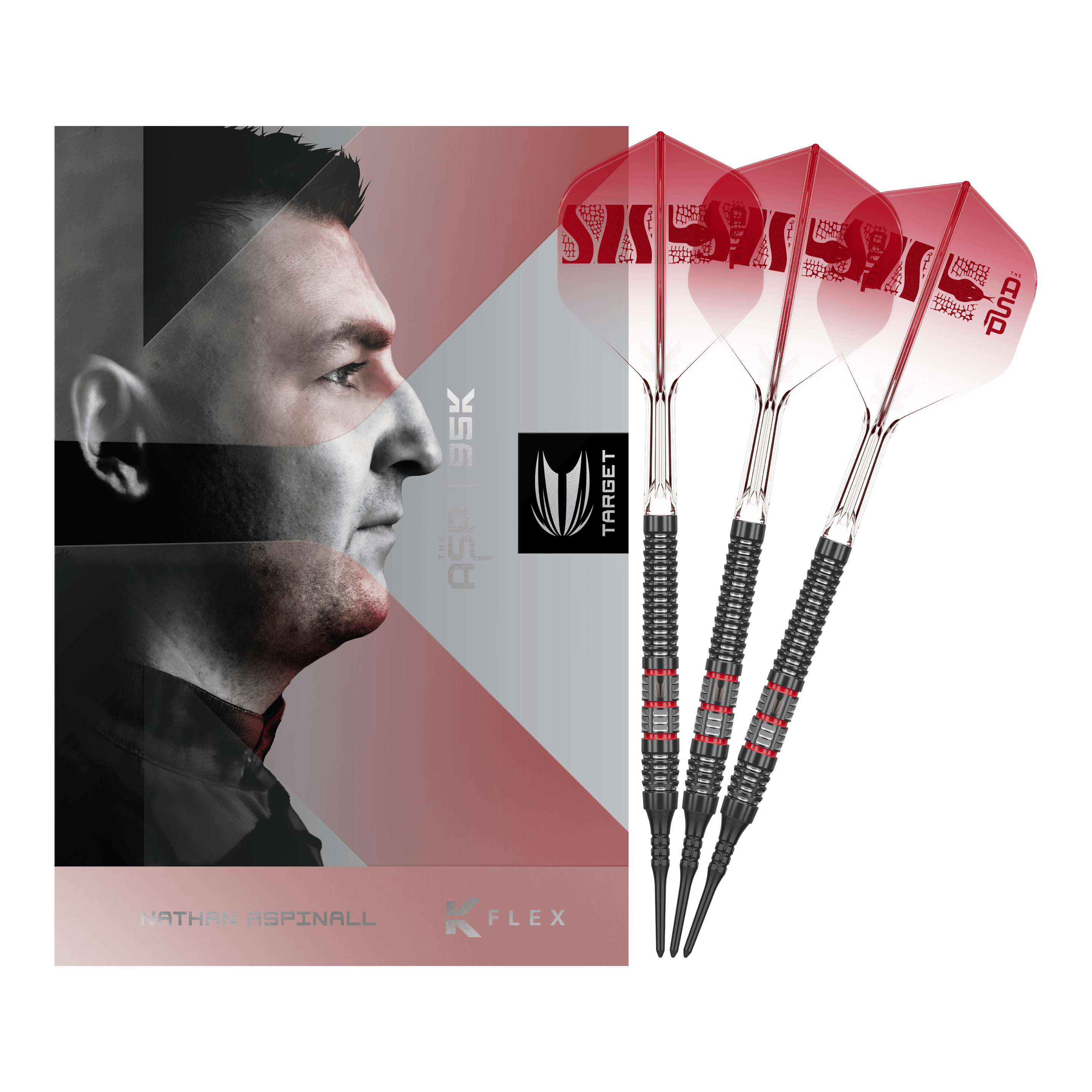 Fléchettes souples Target Nathan Aspinall 95K - 18 g Dieses Bild zeigt die Target Nathan Aspinall 95K Softdarts - 18g in der Komplettansicht. Die Dartpfeile bestechen durch ihr hochwertiges Design.