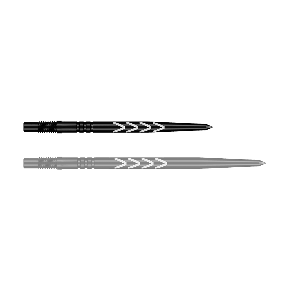 Embouts de fléchettes Shot Turbo Points Michael Smith - Noirs Ein einzelner Dartgriff mit schwarzer Spitze ist abgebildet. Der Griff hat eine texturierte Oberfläche.