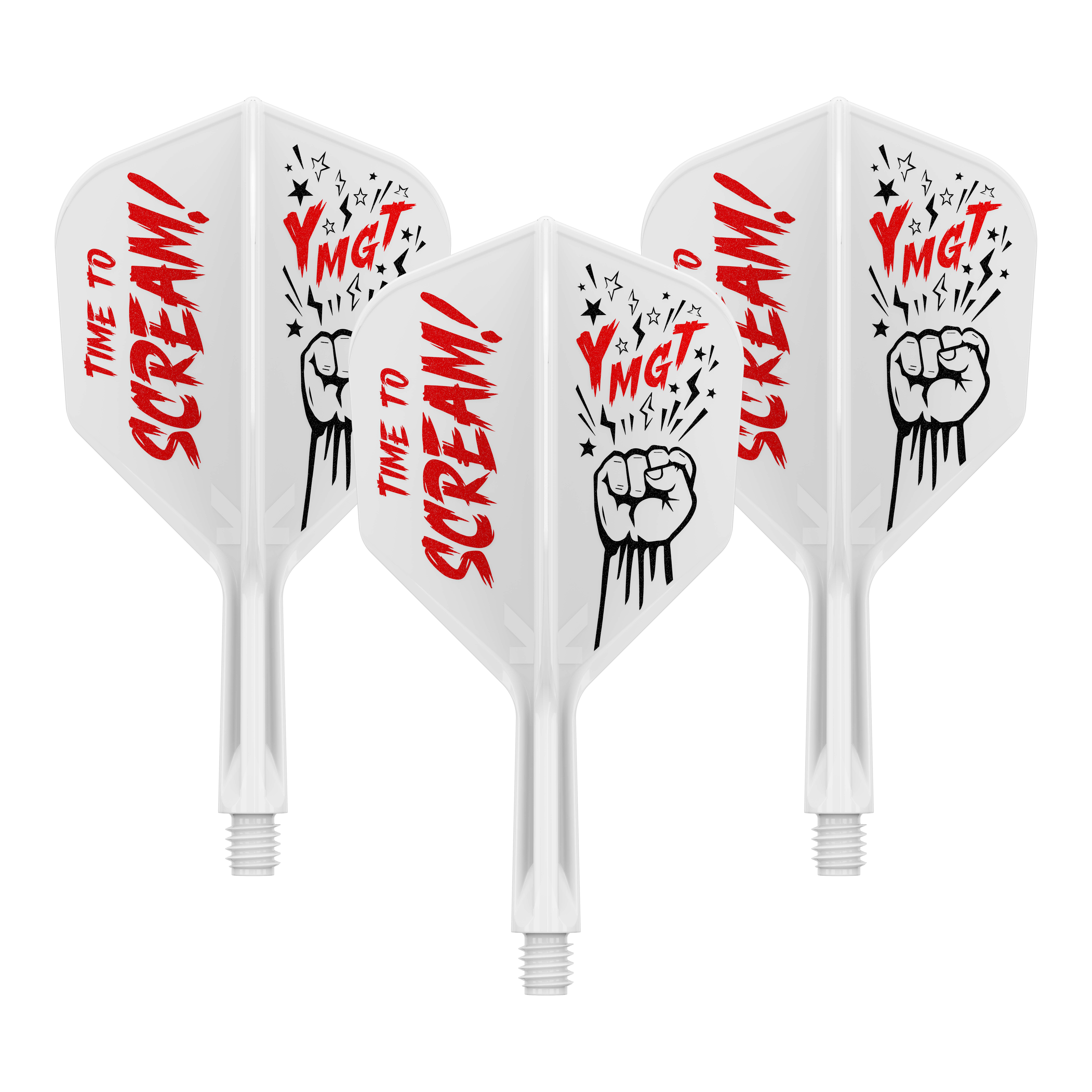 Zu sehen ist das Produkt 410242_Target_Japan_K-Flex_Scream_No6_Flight-Shafts-System_19mm_1Set. Es dürfte sich um einen Dartflight mit Schaftsystem handeln.