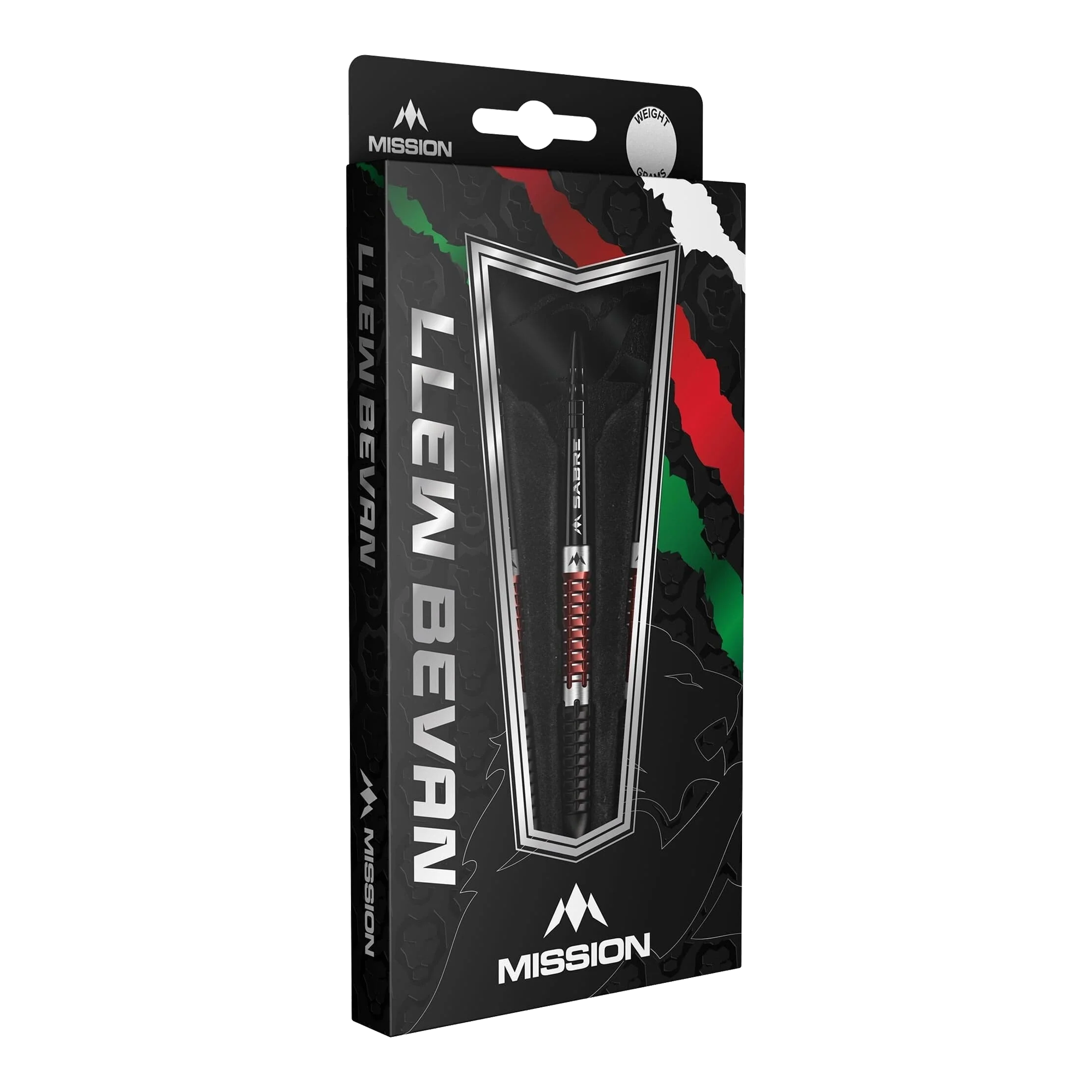 Fléchettes Mission Llew Bevan Black Red Electro Steel - 23 g Mission Llew Bevan Black Red Electro Steeldarts - 23g. Elegante Steeldarts in Schwarz und Rot, ideal für Dartspieler.