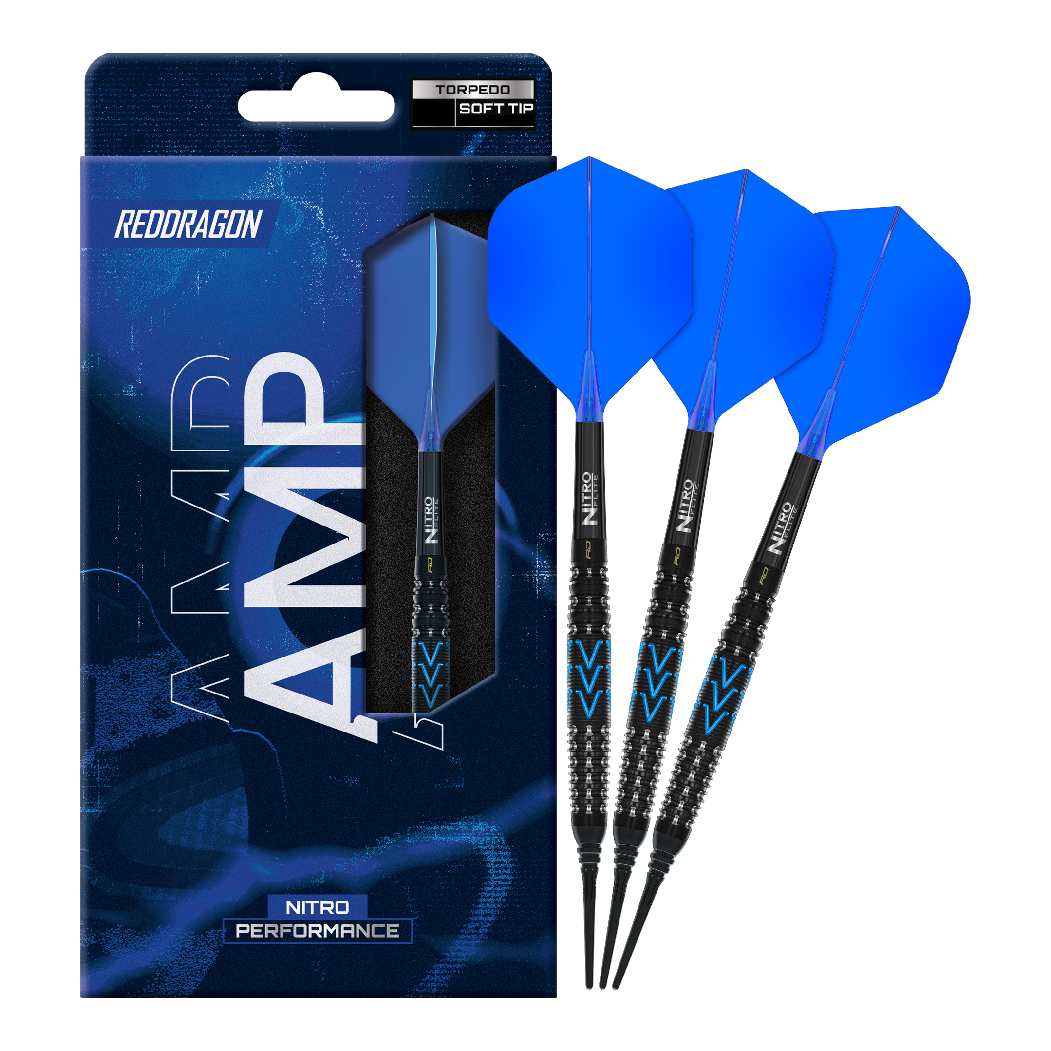 Fléchettes souples Red Dragon Amp Torpedo - 22 g Gezeigt wird ein vollständiger Satz Red Dragon Amp Torpedo Softdarts mit 22g. Das Set eignet sich für das Softdartspiel.