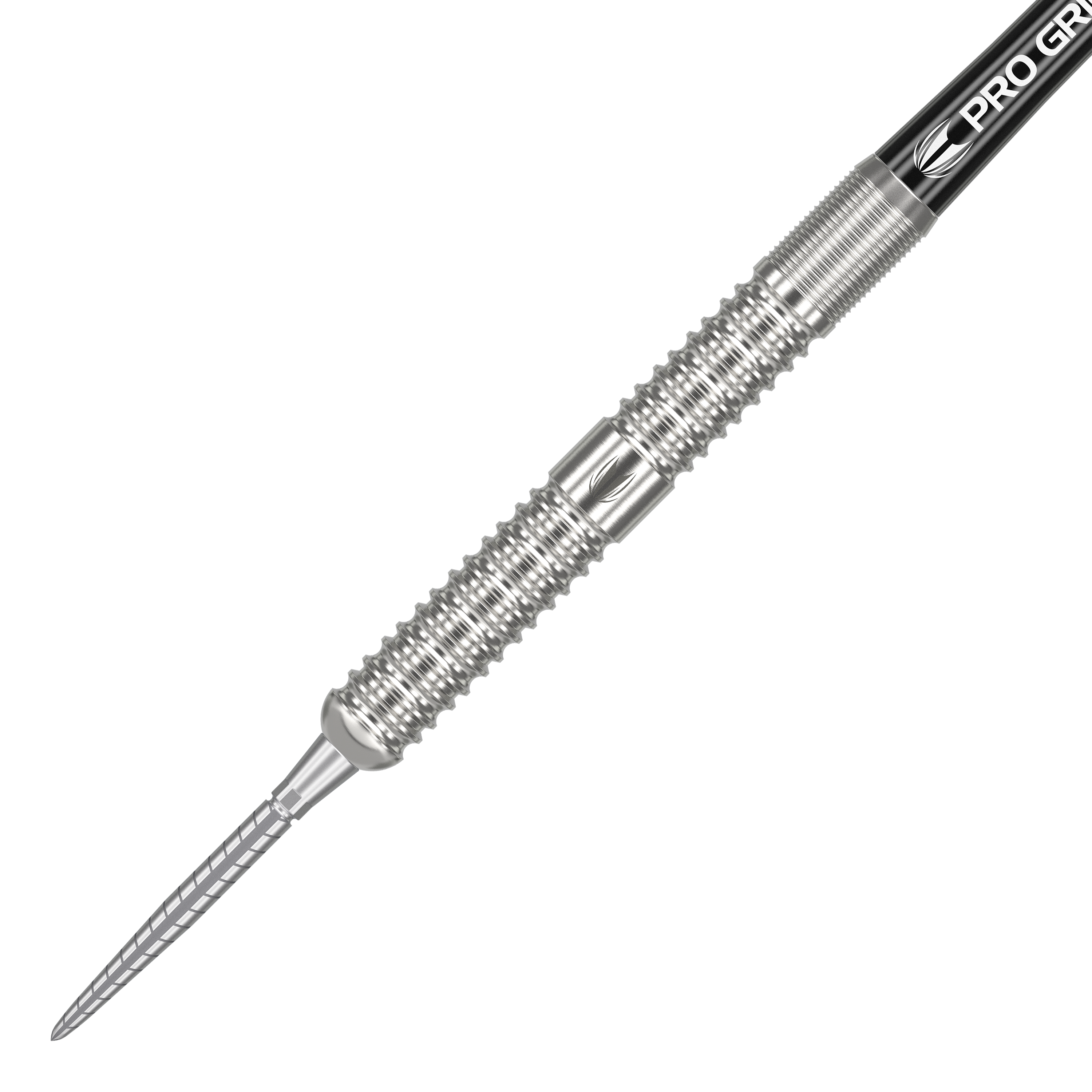 Fléchettes en acier Target Sebastian Bialecki GEN1 Swiss Point - 22 g Auf dem Bild ist ein steeldart mit silbernem, gerilltem Barrel und spitzem Metallkopf zu sehen. Es handelt sich um das Produkt "Target Sebastian Bialecki GEN1 Swiss Point Steeldarts - 22g".