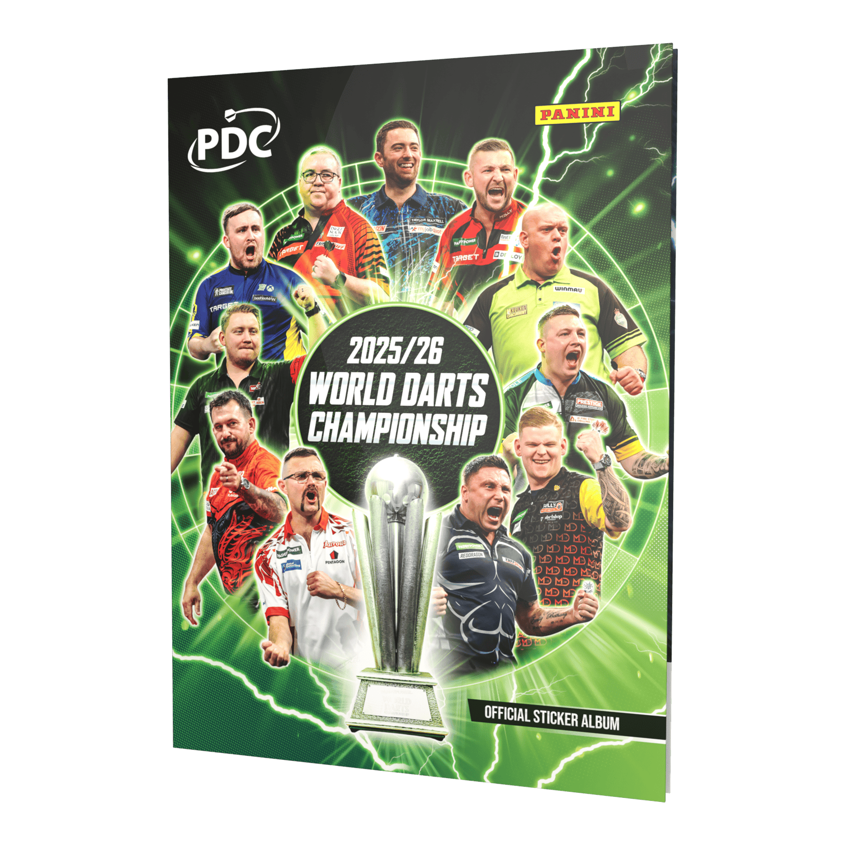 Panini PDC Championnat du monde de fléchettes 2025/26 - Album collector officiel à couverture rigide avec autocollants Abgebildet ist das Panini PDC World Darts Championship 2025/26 - Official Sticker Hardcover Sammelalbum. Dieses Sammelalbum bietet Platz für Sticker zur Darts-Weltmeisterschaft.