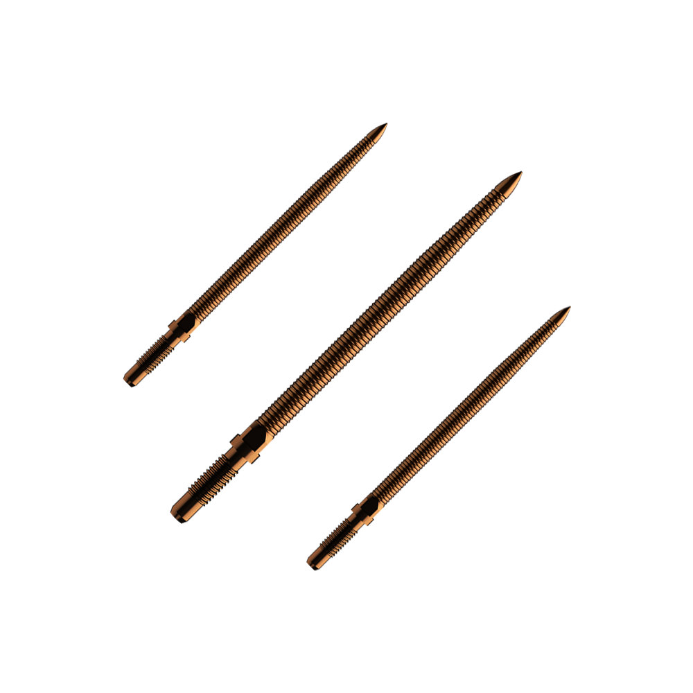 Pointes de fléchettes convertibles Bulls NL - Micro Grip - Bronze Das Bild zeigt einen Dartspitzen-Satz mit MicroGrip in Bronze. Die Spitzen sind 32mm lang.