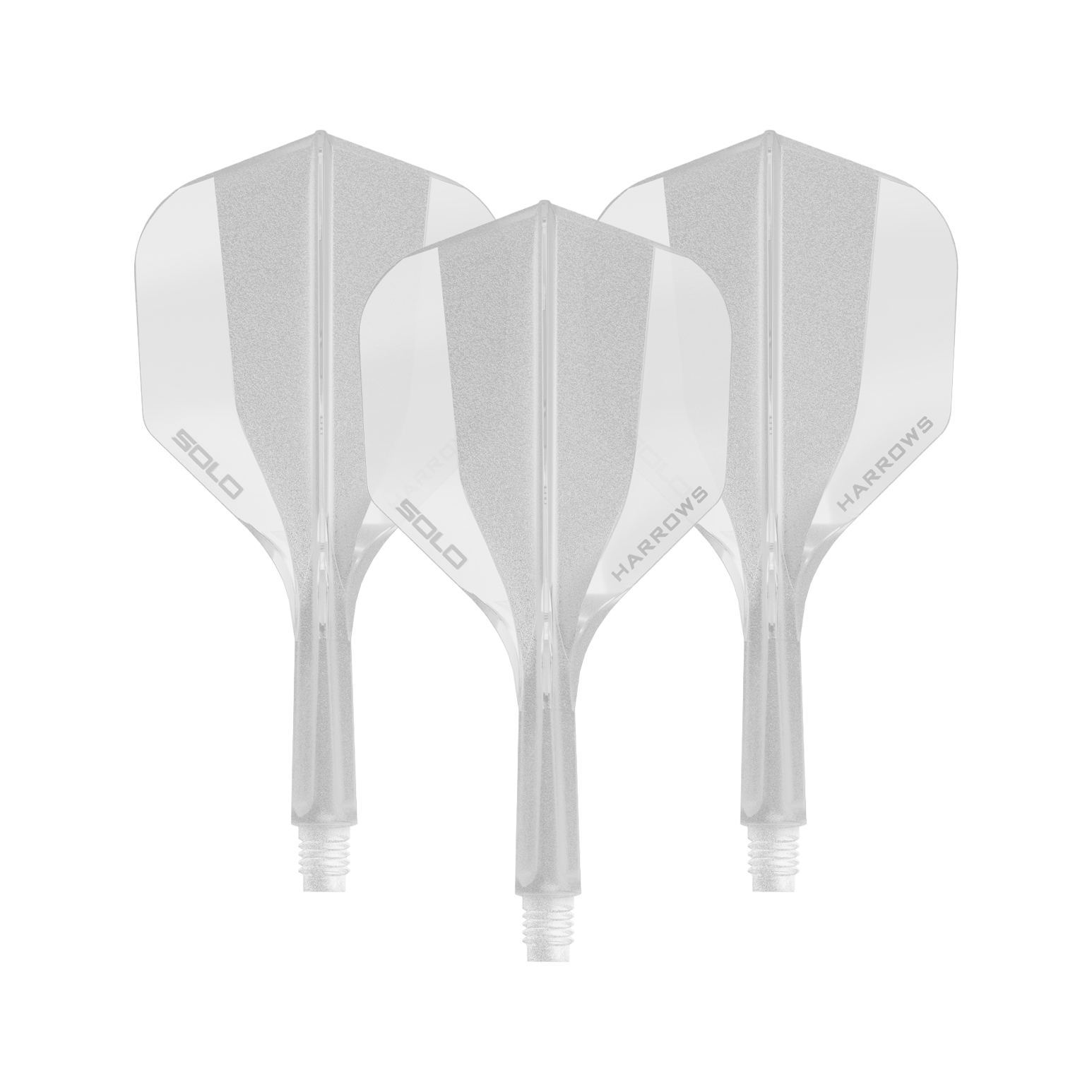 Système d'arbre de vol Harrows Solo No6 - Transparent Zu sehen ist ein Harrows Solo No6 Flight Shaft System in klarer Ausführung, 20mm, als Set. Das Produkt wird als Ersatzteil für Dartpfeile verwendet.