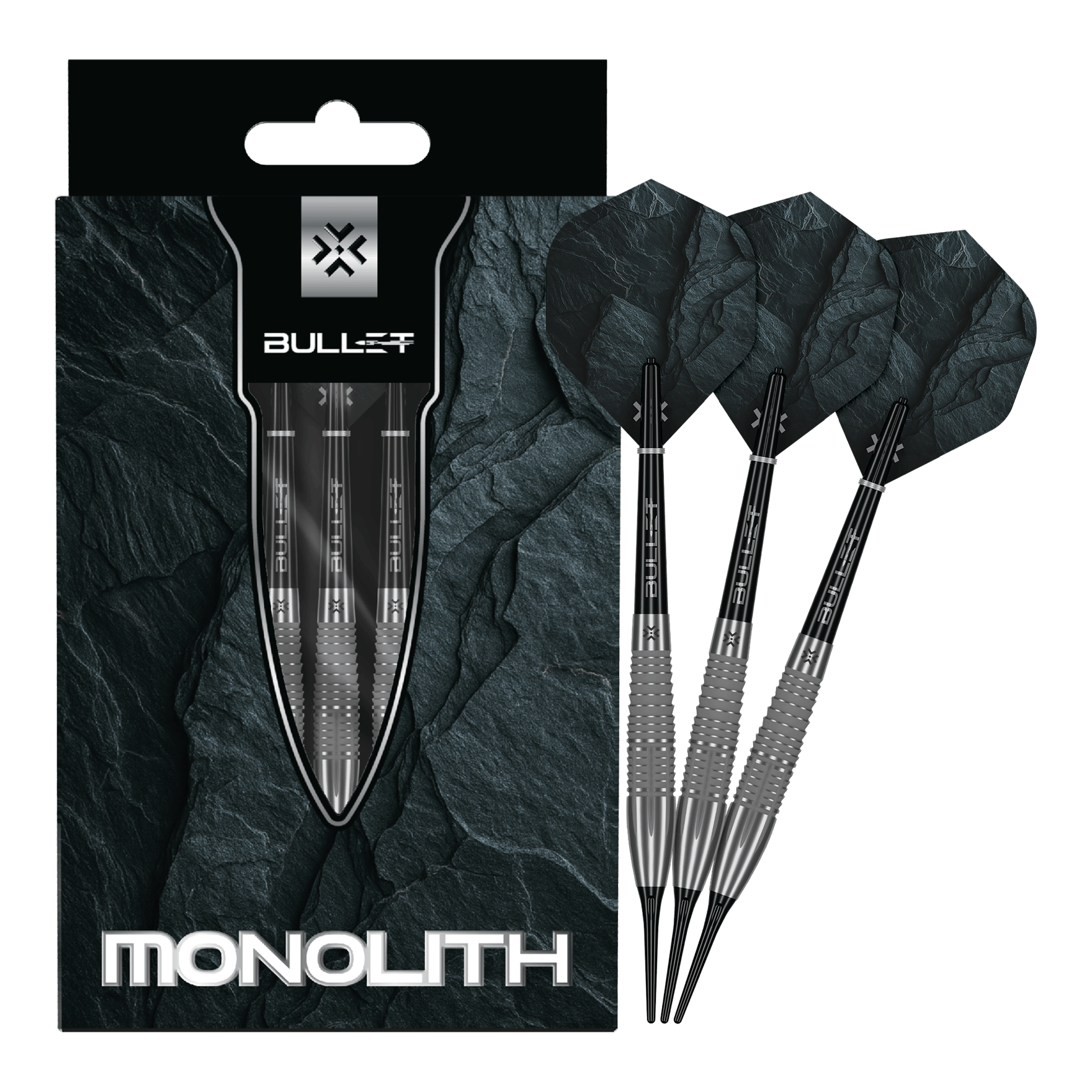 Fléchettes souples Bullet Monolith - 20 g Zu sehen sind die Bullet Monolith 20g Soft Darts. Das Produkt ist besonders langlebig und hochwertig verarbeitet.