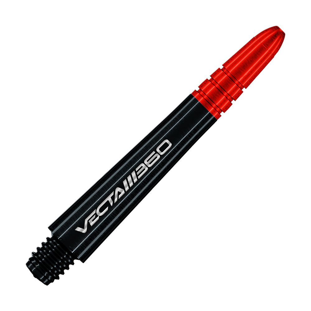 Manche Winmau Vecta Blade 360 - Noir Das Bild zeigt Winmau Vecta Blade360 Shafts in Schwarz mit einer Länge von 40 mm. Die Shafts werden aus einer anderen Perspektive präsentiert.