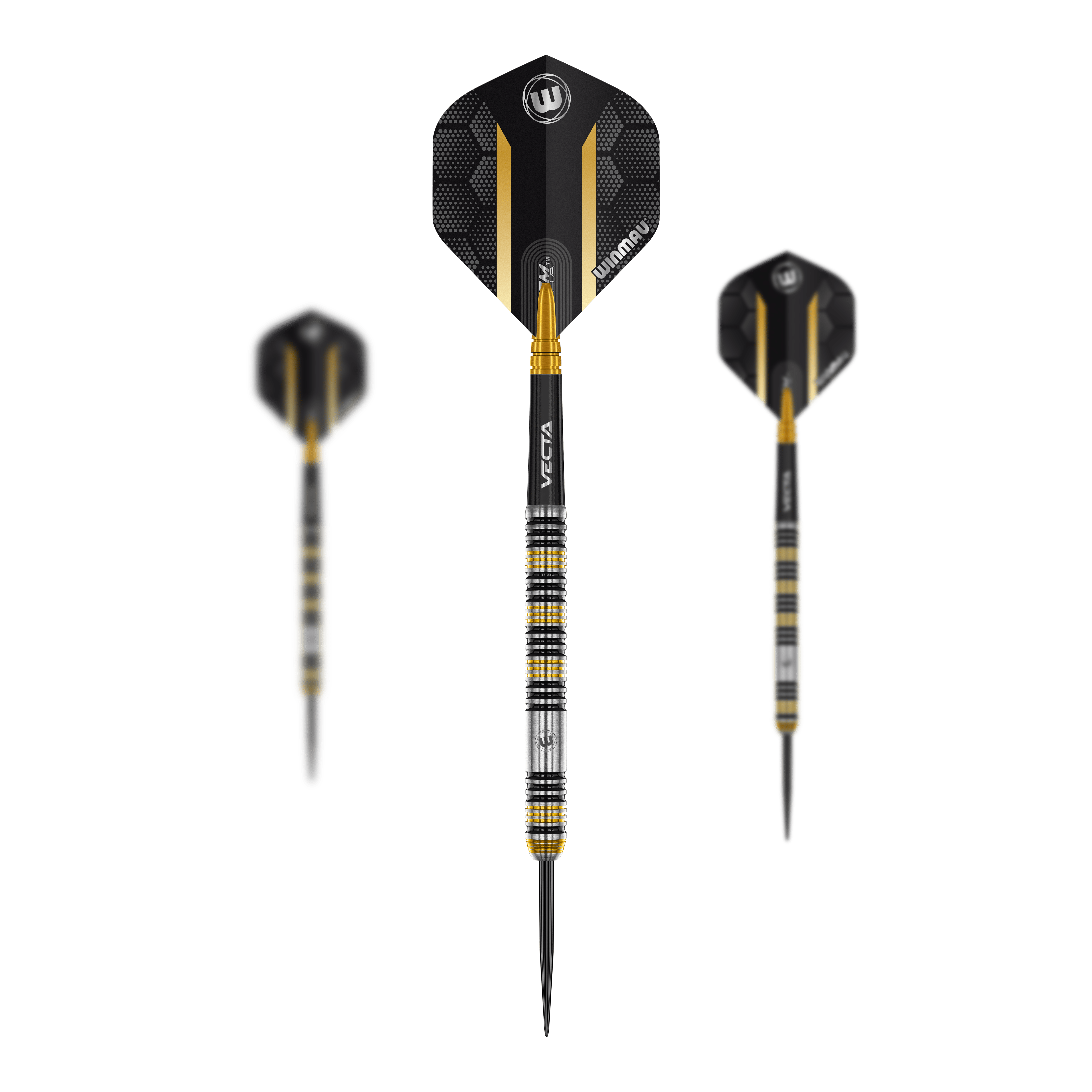 Zu sehen ist das Set der Winmau Team 360 Nicholai Bado Steeldarts - 23g. Es besteht aus hochwertigen Darts für ambitionierte Spieler.