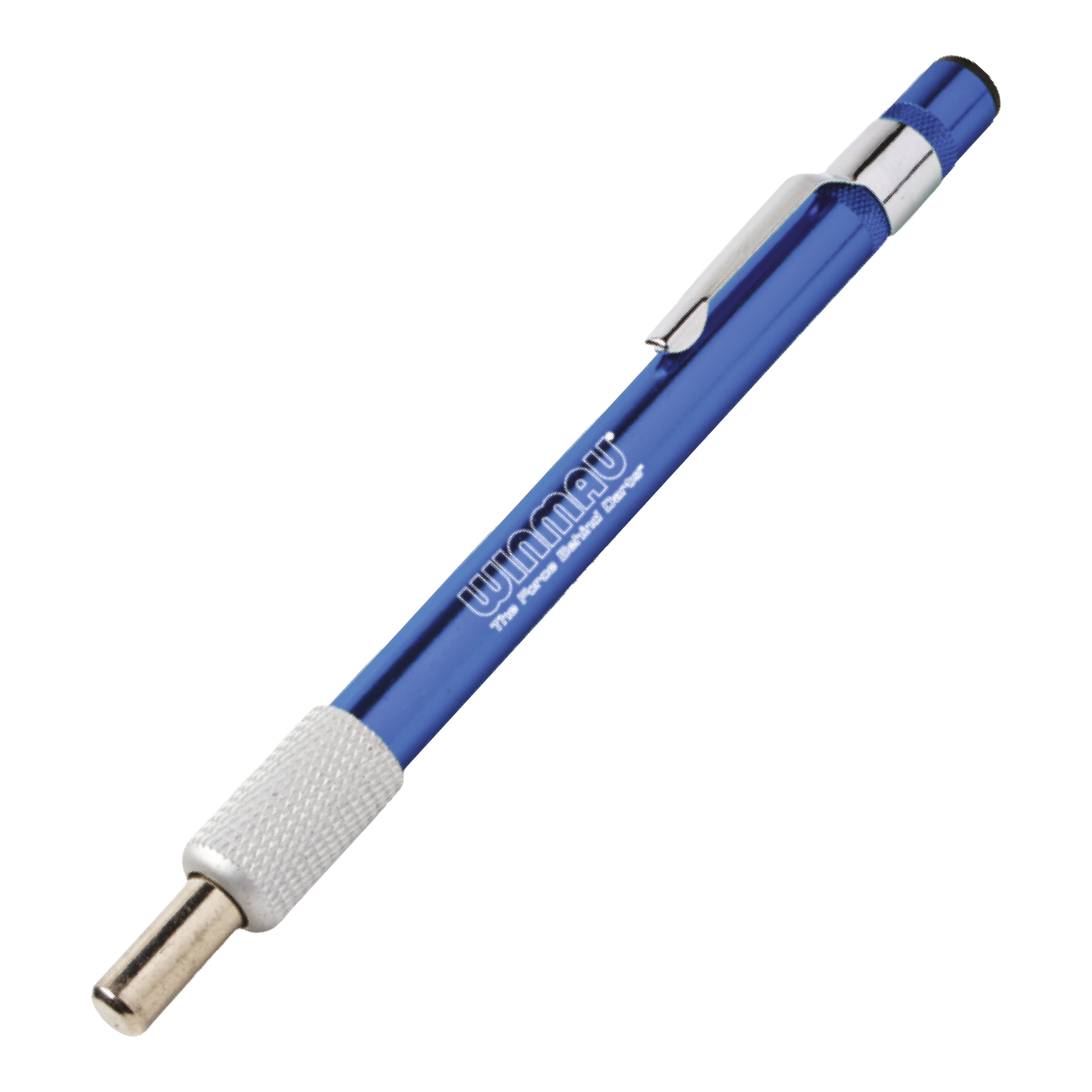 Pierre à aiguiser Winmau Diamond Point Ein blauer Schleifstein für Dartspitzen ist abgebildet. Das Produkt dient dazu, die Spitzen von Darts zu schärfen.
