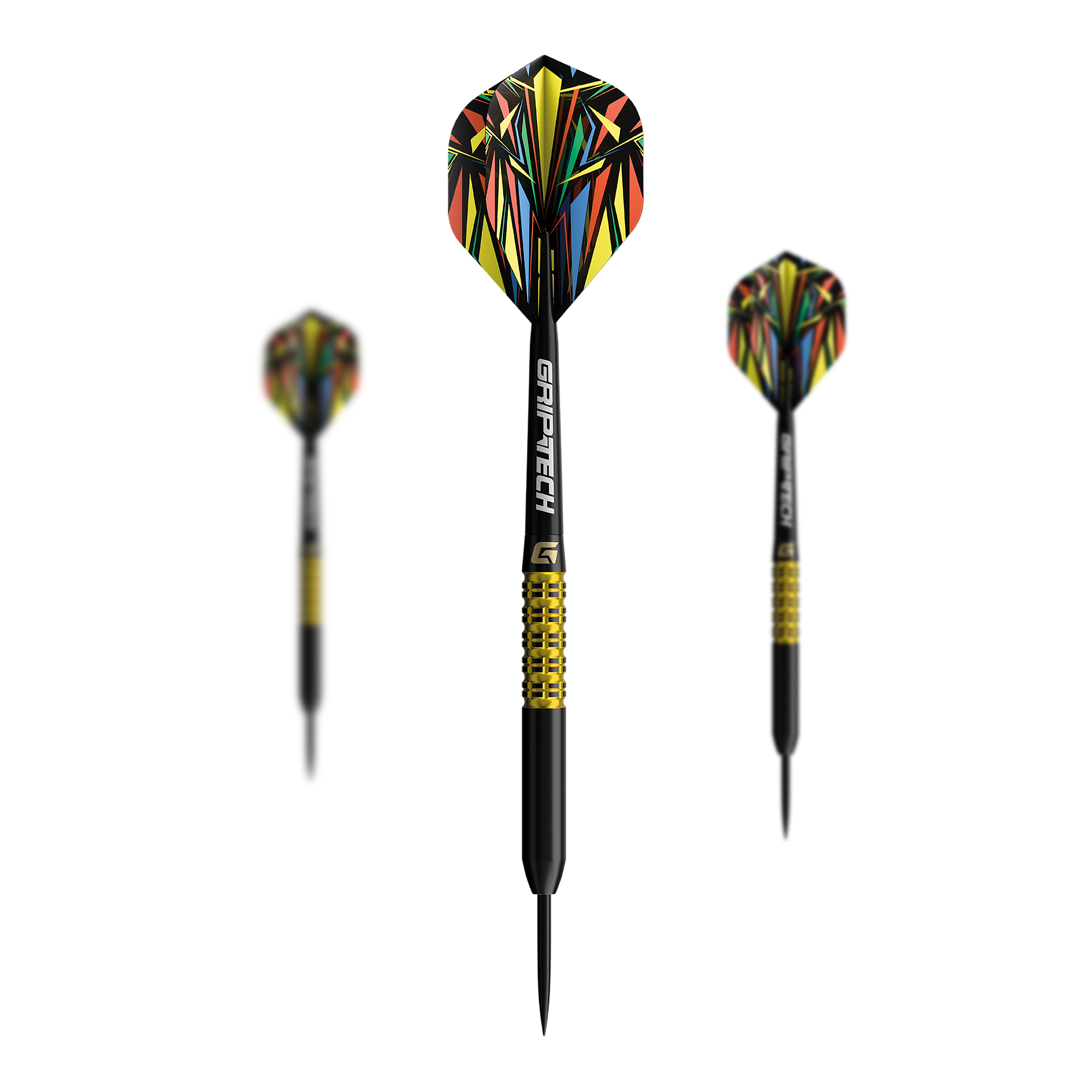 Fléchettes GOAT Athlete en acier tungstène jaune Das Bild zeigt einen gelben Tungsten-Steeldart. Das Produkt ist unter dem Namen 'GD7000770 GOAT Athlete Yellow Tungsten Steeldarts 1 Set' bekannt.