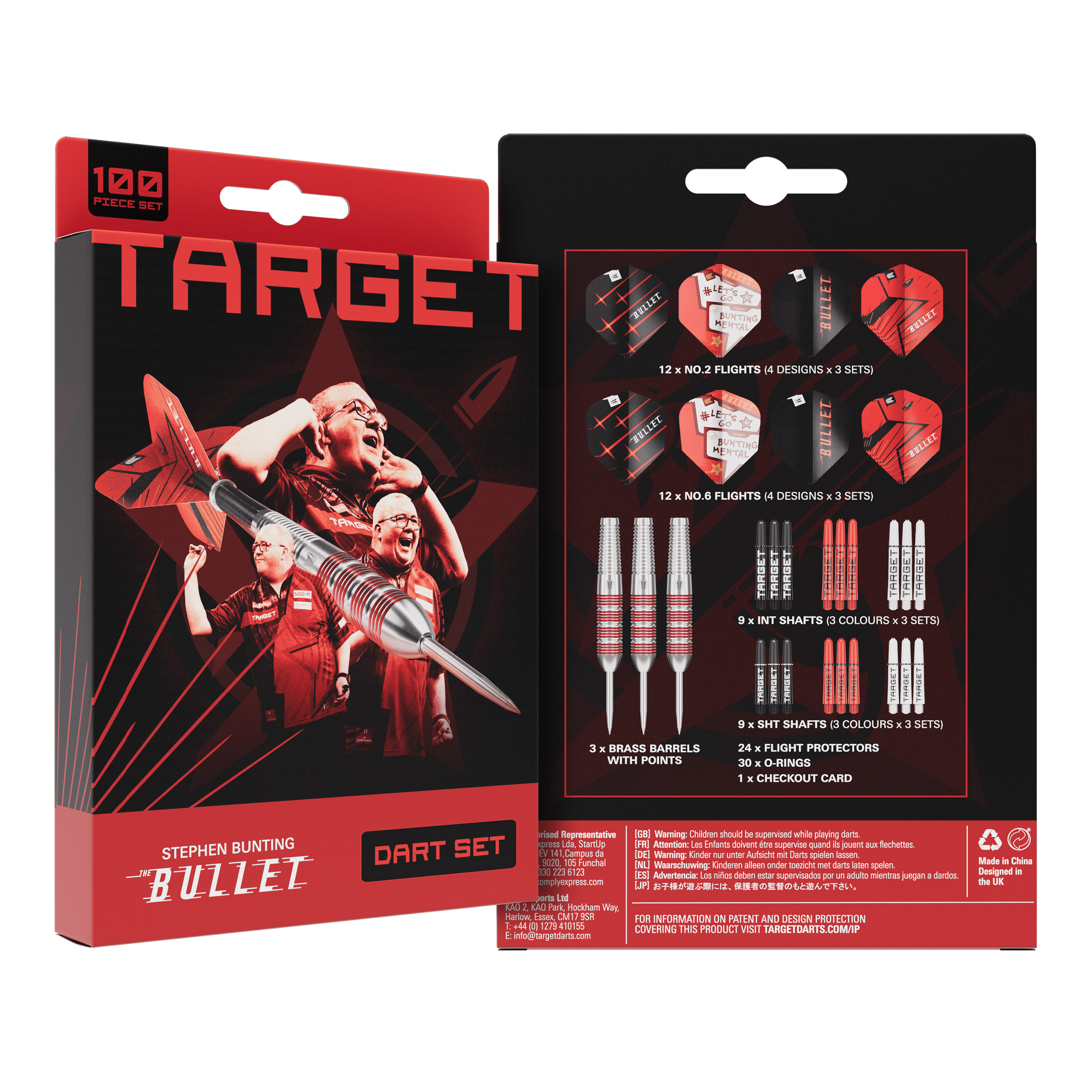 Coffret de 100 fléchettes en acier laiton Target Stephen Bunting Bullet - 22 g Coffret de 100 fléchettes en acier laiton Target Stephen Bunting Bullet - 22 g