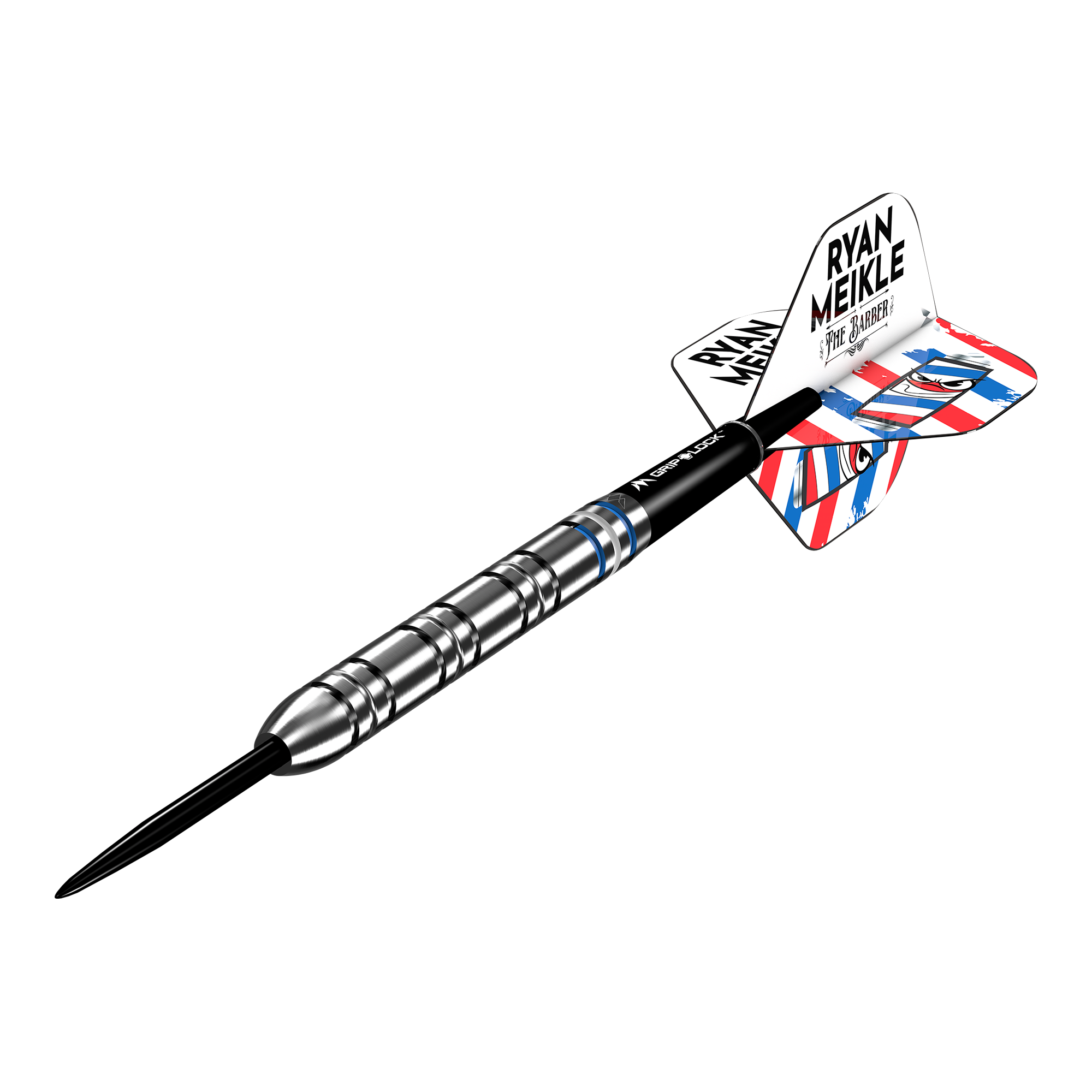 Das Bild zeigt die Mission Ryan Meikle The Barber Steeldarts - 23g. Es handelt sich um professionelle Steeldarts mit hoher Genauigkeit.