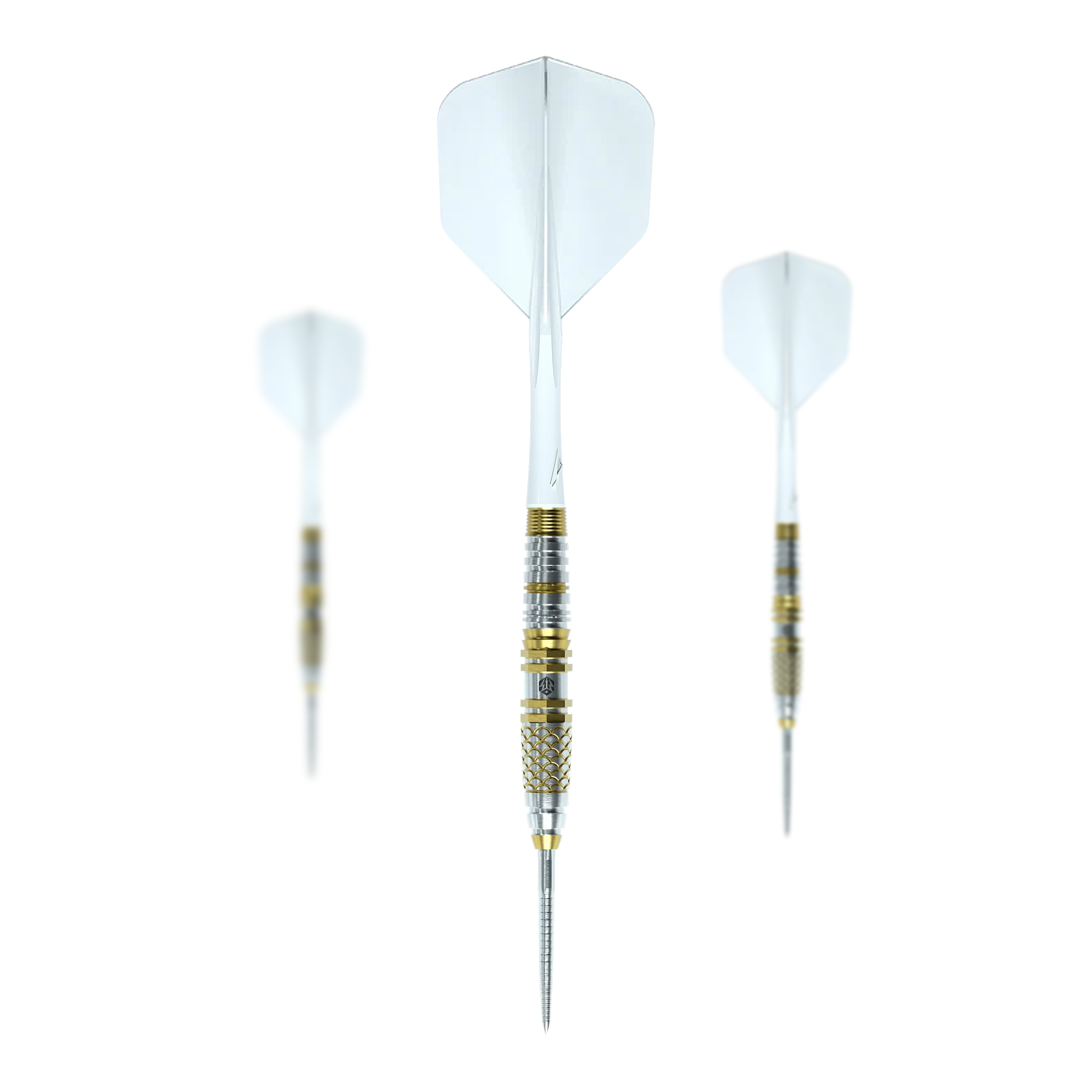 Fléchettes Caliburn Players Lee Soon An Gold Spear Steeldarts - 23 g Caliburn Players Darts Lee Soon An Gold Spear Steeldarts mit 23 Gramm. Das Bild zeigt ein Set von Steeldarts mit goldenem Design.