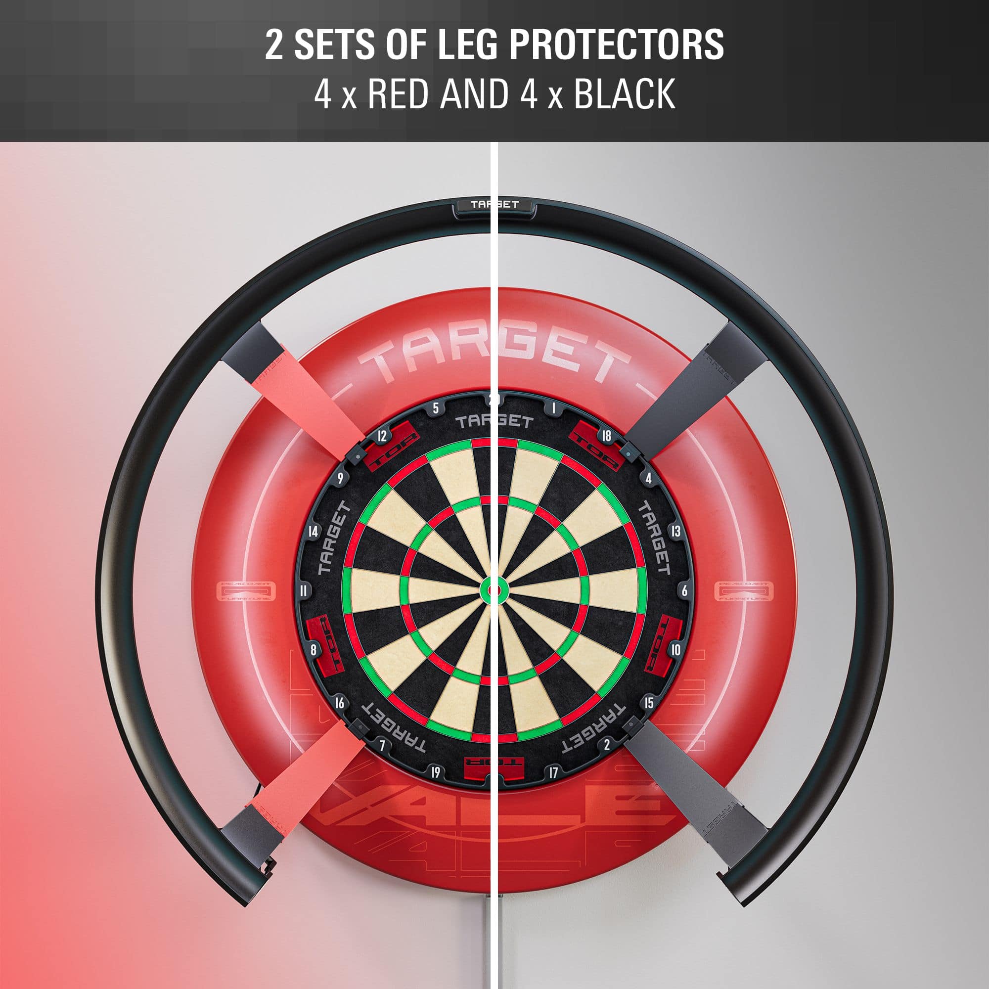 Protections de jambes Target OMNI Das Bild zeigt die Target OMNI Leg Protectors. Dieses Produkt sichert die Beine beim Dartspiel.