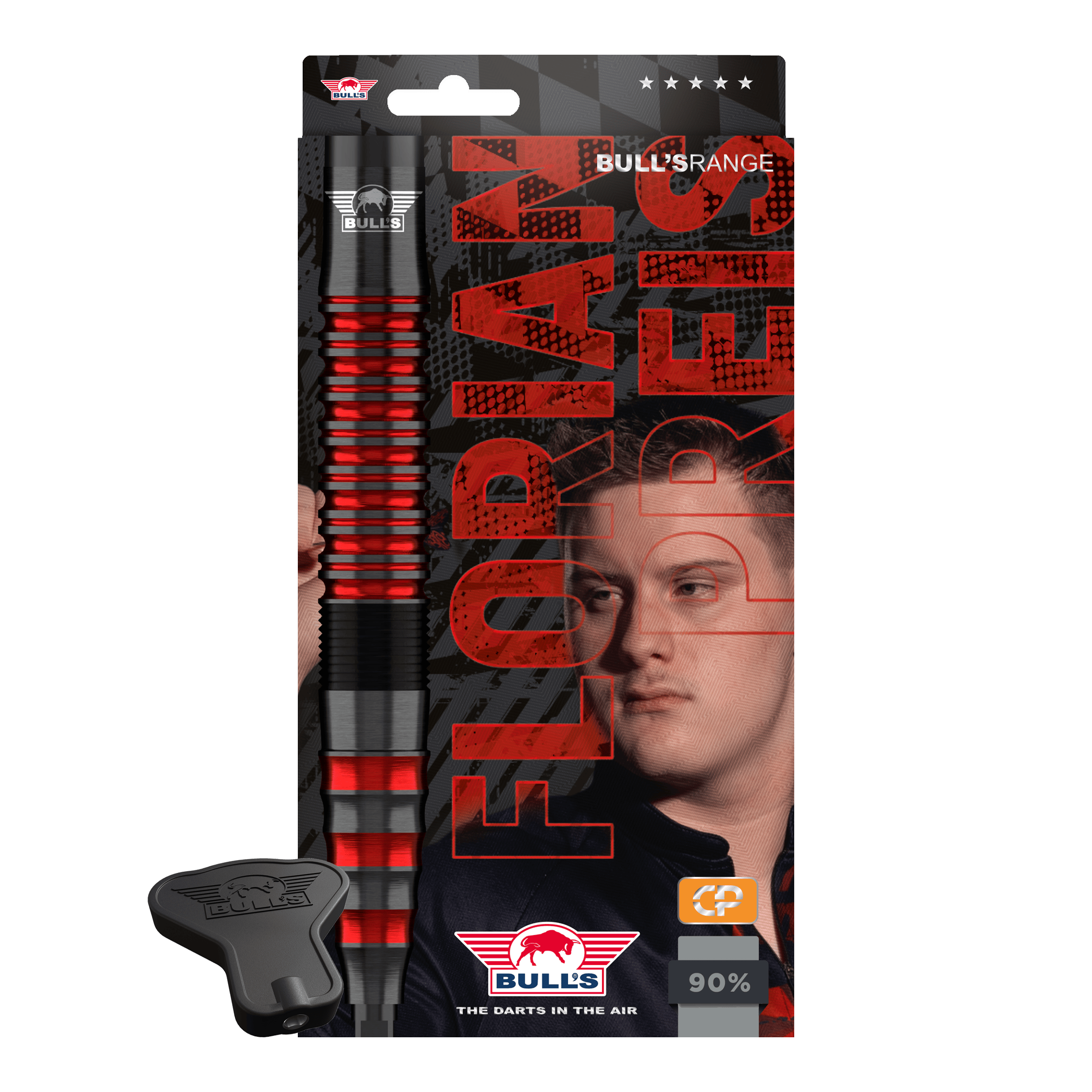 Bulls NL Florian Price 90 Point Convertible Steeldarts Zu sehen sind Bulls NL Florian Preis 90 Convertible Point Steeldarts. Das Set enthält mehrere Darts.
