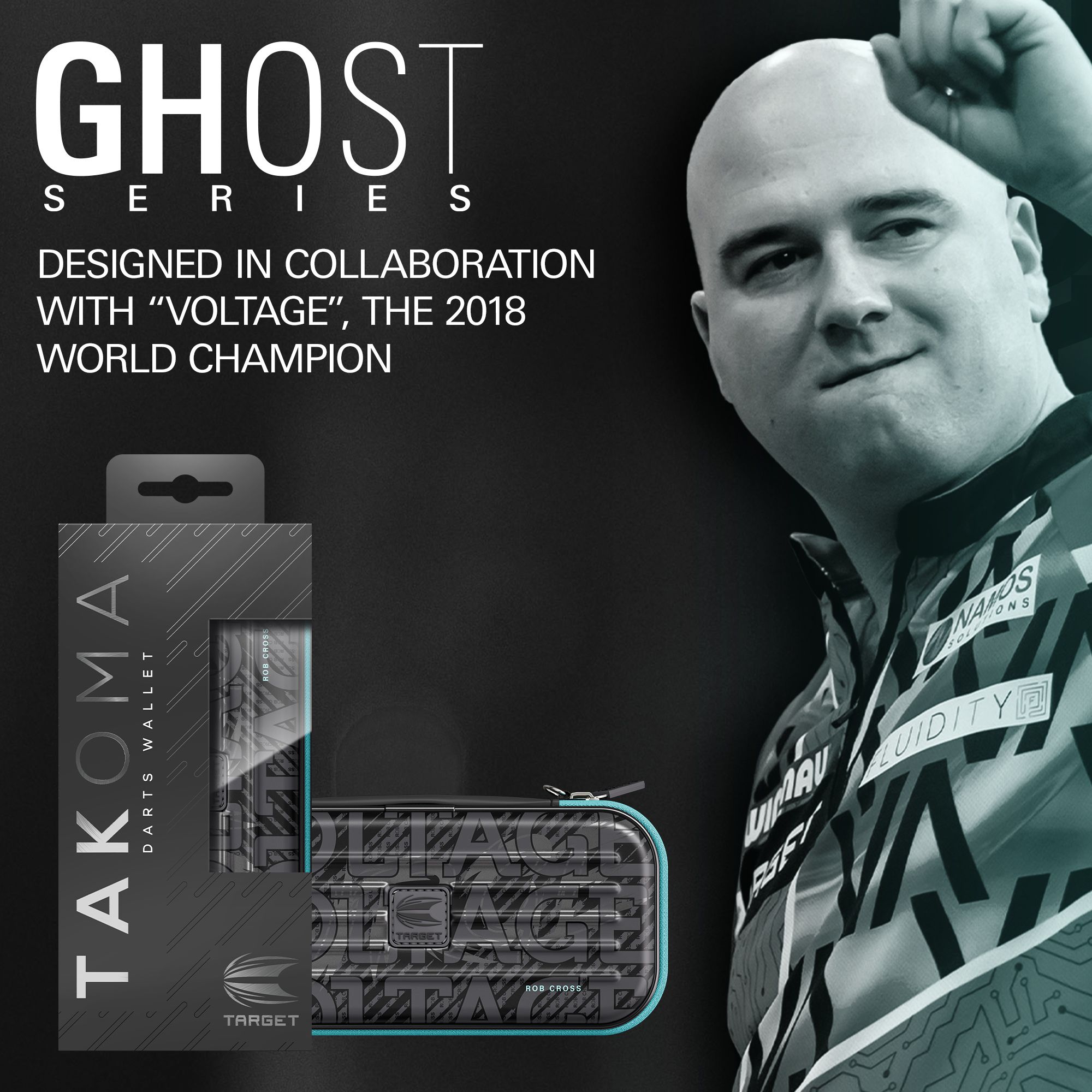 Étui à fléchettes Takoma Ghost Series Rob Cross Dieses Foto zeigt das Takoma Ghost Series Rob Cross Dartcase. Es bietet sicheren Schutz für Ihre Darts im Stil von Rob Cross.