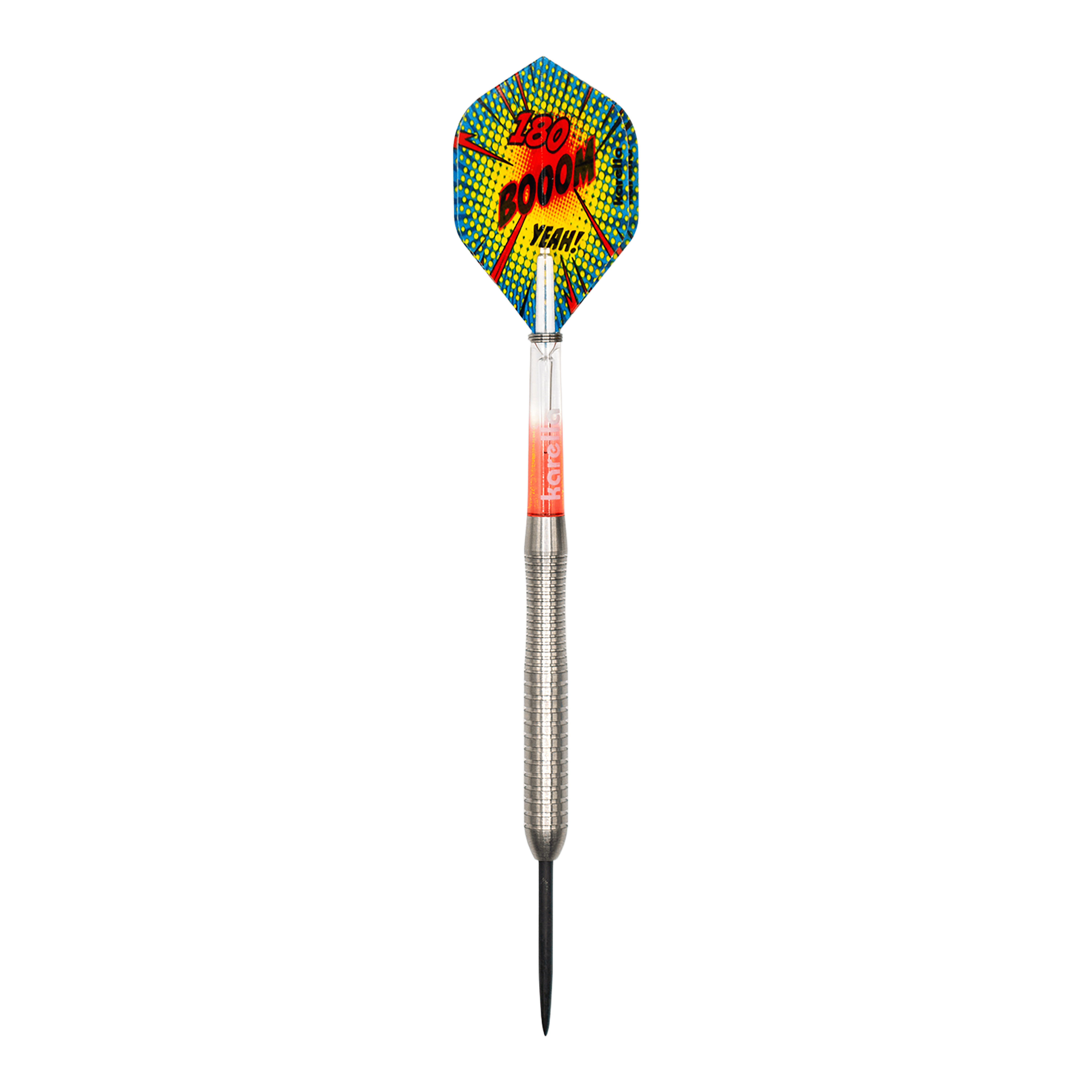 Fléchettes en acier Karella Comic Line CL-2 - 23 g Auf dem Bild ist das Produkt Karella Comic Line CL-2 Steeldarts - 23g zu sehen. Der Dartpfeil ist detailreich dargestellt.