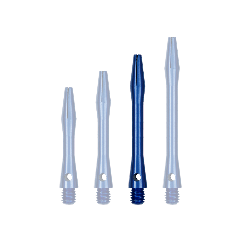 Tiges en aluminium - Bleues Das Bild zeigt einen weiteren Aluminiumschaft in leuchtendem Blau. Der Schaft weist eine glatte Oberfläche auf.
