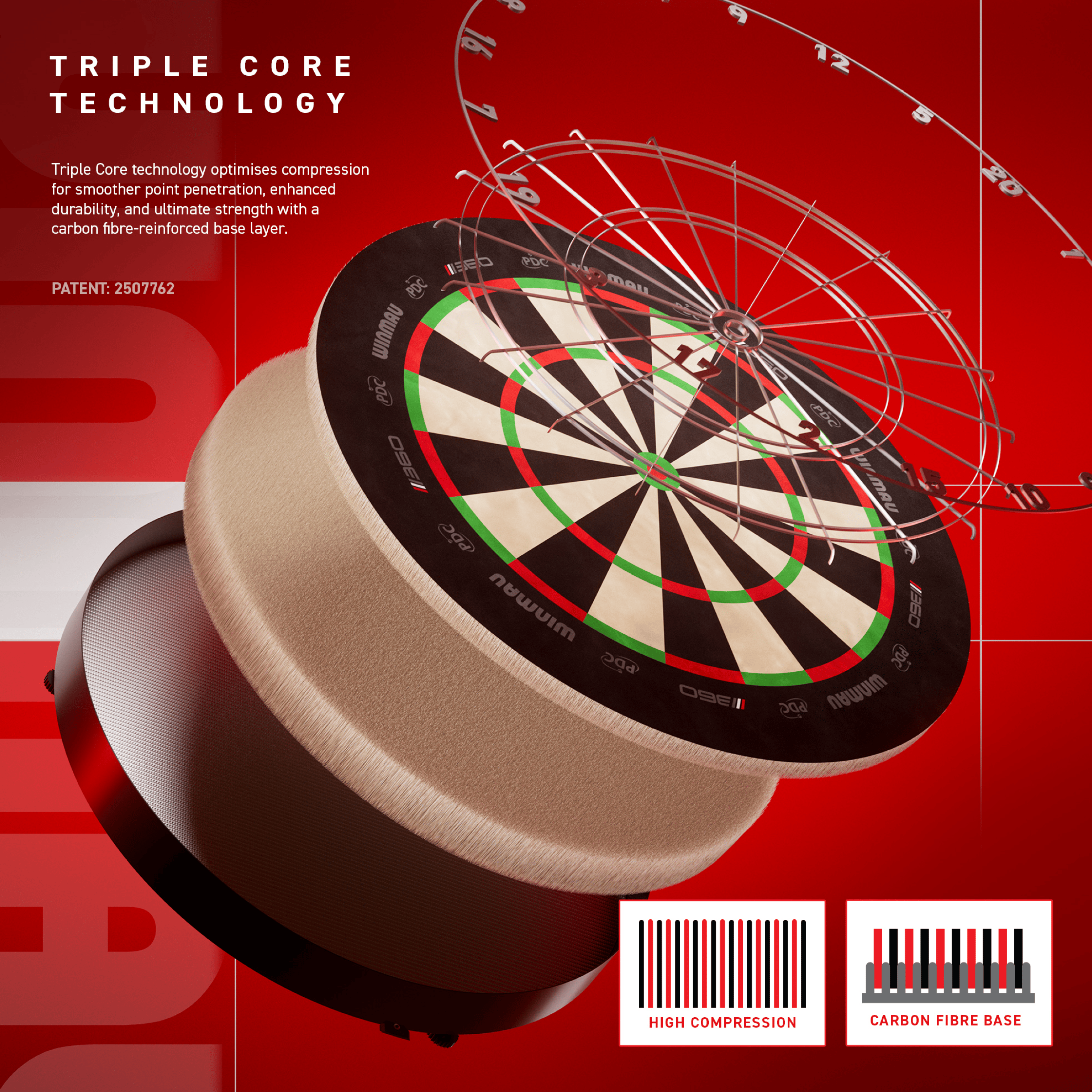 Cible de fléchettes en acier Winmau Blade 6 Triple Core 360 Dieses Bild zeigt vermutlich ein weiteres Winmau Blade 360 Steeldartboard aus einer anderen Perspektive. Es hilft Kunden, das Produkt besser zu erkennen.