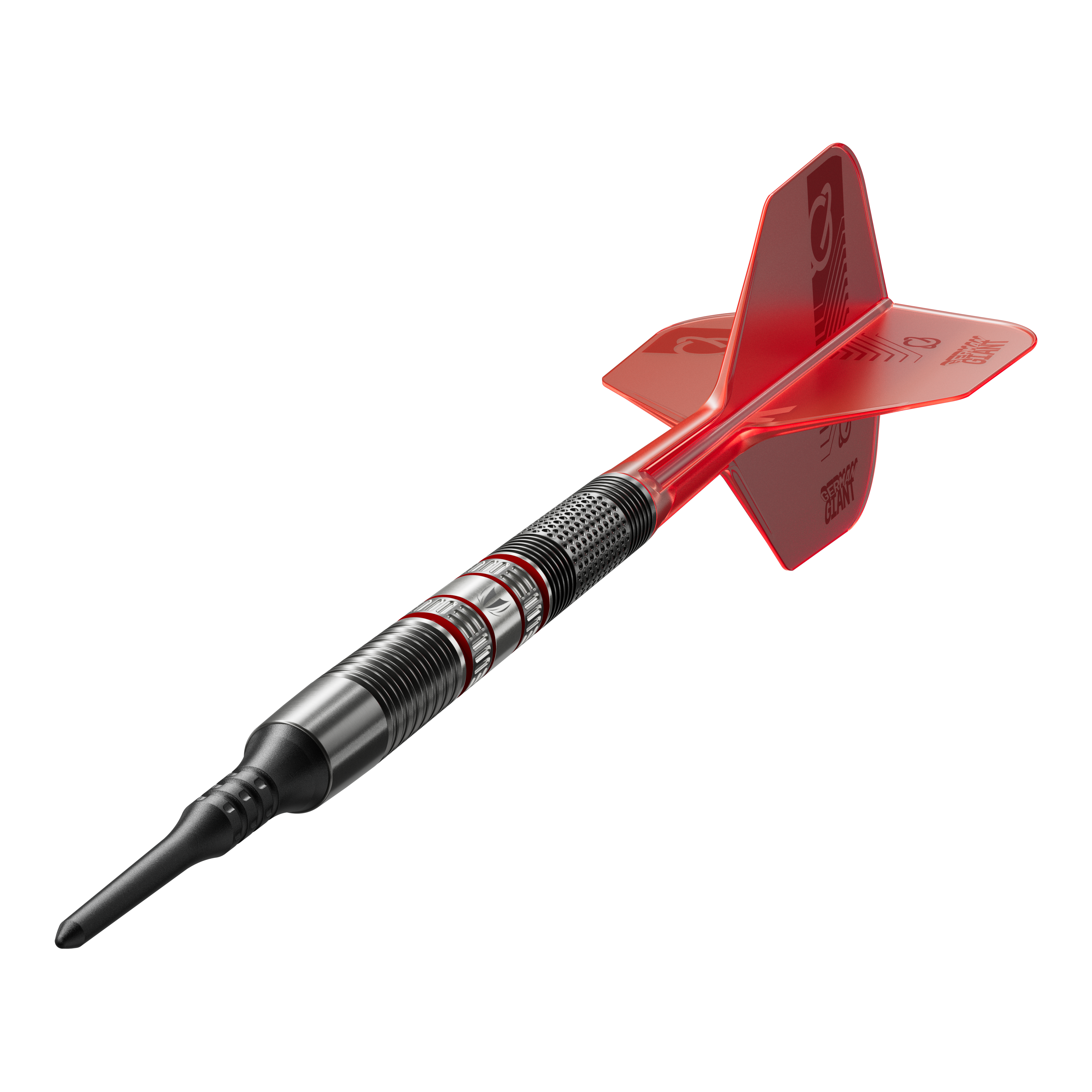 Fléchettes souples Target Gabriel Clemens 95K - 19 g Dies ist ein Target Gabriel Clemens 95K Softdart mit einem Gewicht von 19g. Der Dartpfeil hat ein schwarzes Barrel mit roten und silbernen Akzenten sowie einen roten Flight.