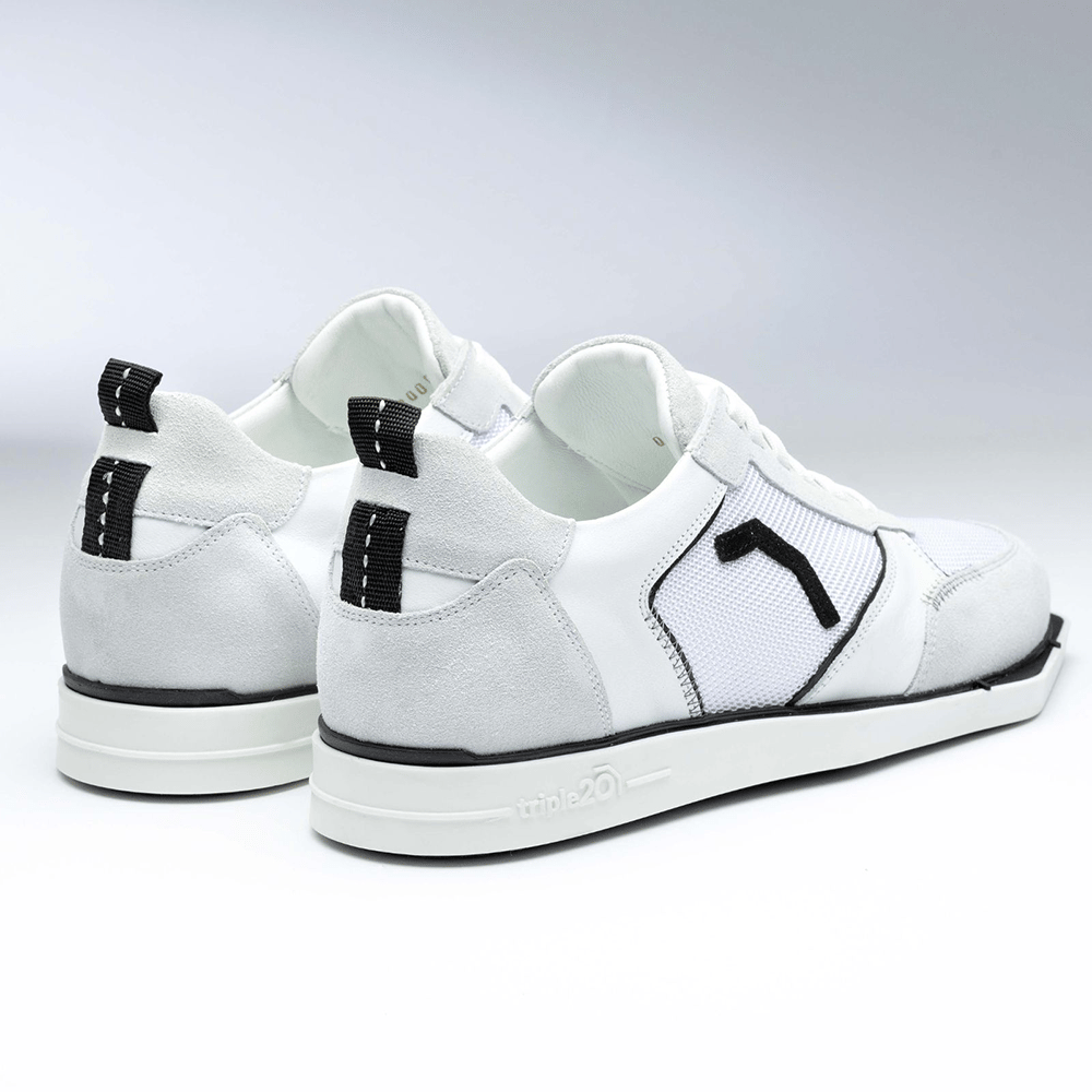 Chaussures à fléchettes en cuir textile Triple20 - Blanc Noir