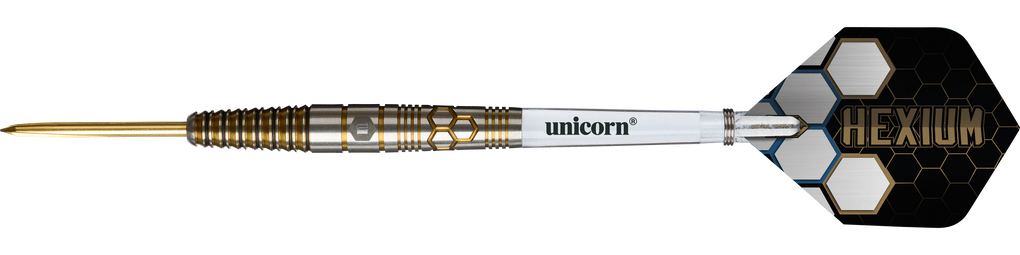 Fléchettes en acier Unicorn Hexium Style 03 or et noir