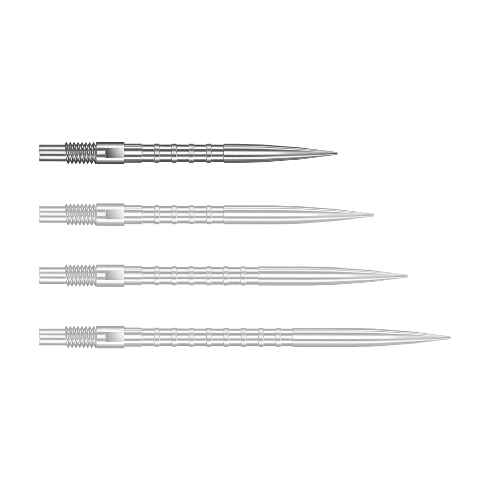 Pointes de fléchettes Harrows Quick Point Heavy Metal - Argent Das Bild zeigt Harrows Quick Point Heavy Metal Grip Dartspitzen in Silber mit einer Länge von 26mm. Dies ist das erste Stück der Serie.