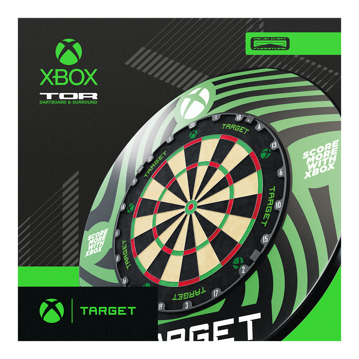 Pack de fléchettes et de jeux de fléchettes Target Xbox Abgebildet ist das Target Xbox Dartboard Surround Bundle. Es handelt sich um ein Set für Xbox-Dartboards.