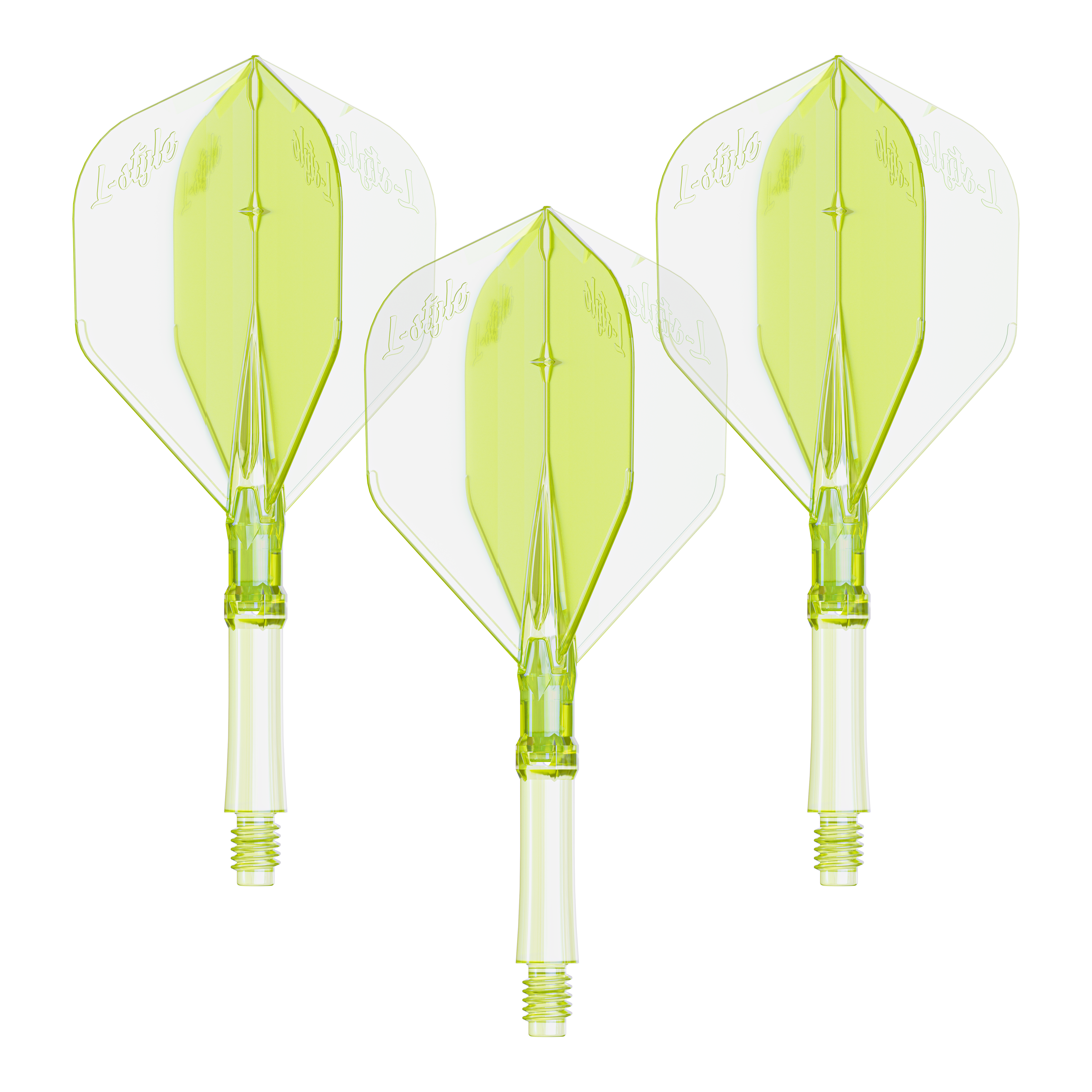 Éclairage L-L-Style-System - Jaune néon Hier ist ein Set Dart Flights in Neon-Gelb, mittlere Größe zu sehen. Die Flights sind für das L-Style L-System bestimmt.