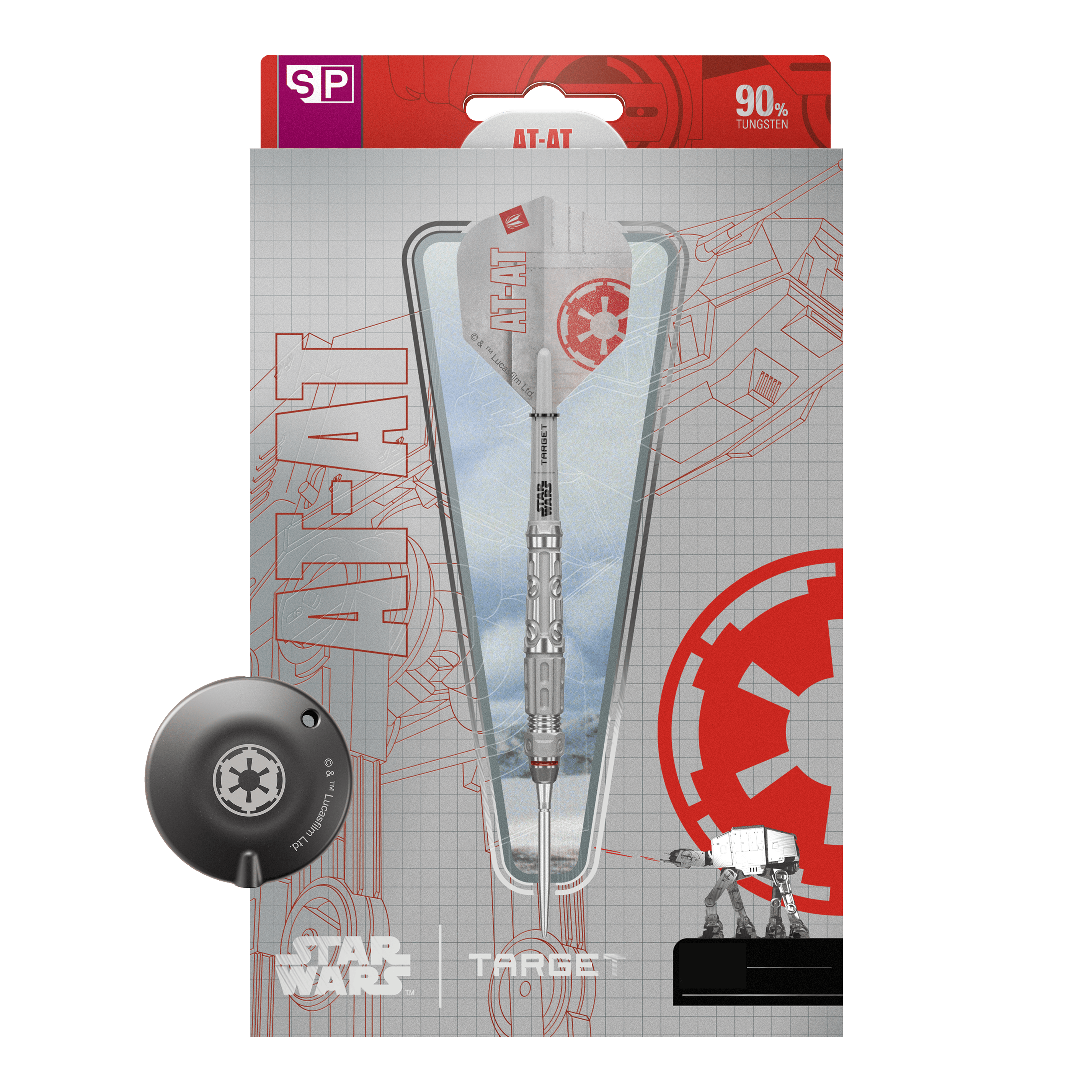 Fléchettes en acier Target Star Wars AT-AT Swiss Point Dieses Bild zeigt die Target Star Wars AT-AT Swiss Point Steeldarts. Die Abbildung präsentiert die besonderen Merkmale der Pfeile.