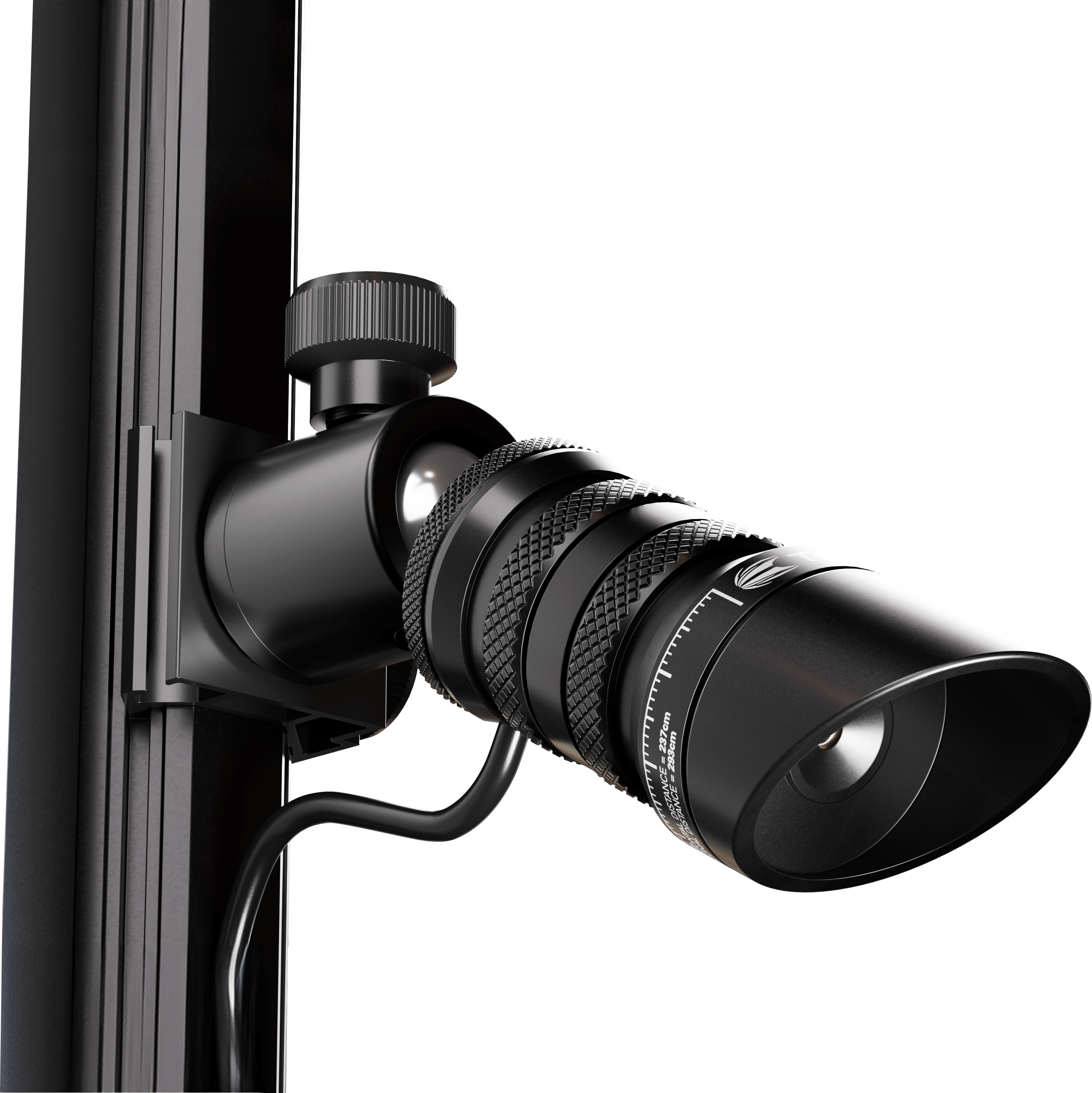 Auf dem Bild ist das Produkt 'Target MOD Laser Oche' zu sehen. Es handelt sich um ein modernes, schwarzes Lasermodul zur Markierung der Abwurflinie beim Dartspielen.