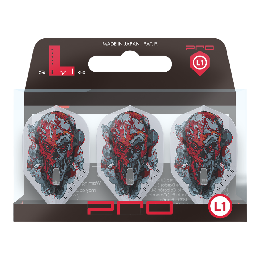 Vols L-Style Ryan Searle Signature V4 Blanc Transparent L1PRO Das Bild zeigt die L-Style Ryan Searle Signature V4 Clear White L1PRO Flights. Es handelt sich um hochwertige Flights für Dartsport.