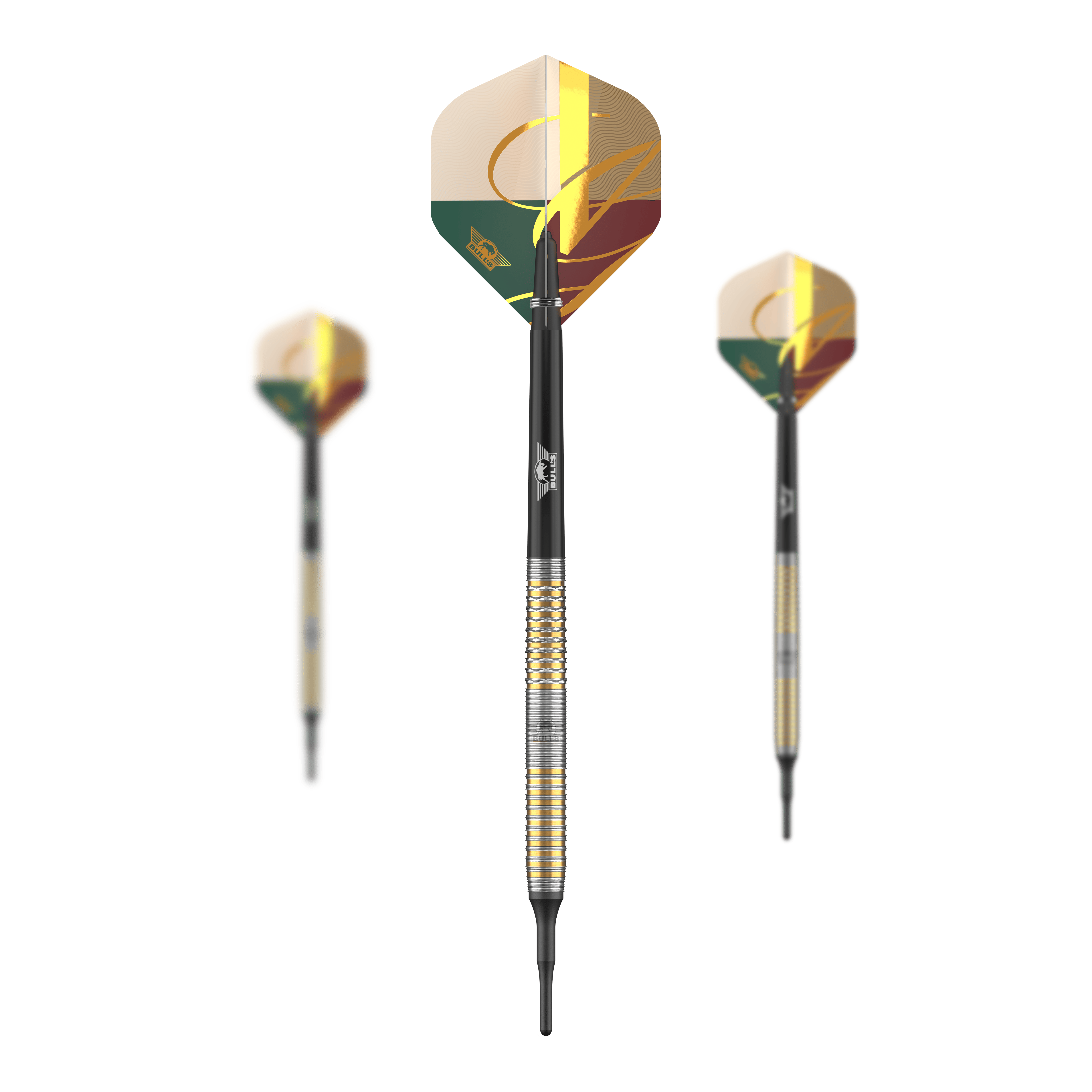 Abgebildet ist das Produkt Bulls NL Vintago Ghost Softdarts - 20g. Die Darts sind für das Softdartspiel konzipiert.
