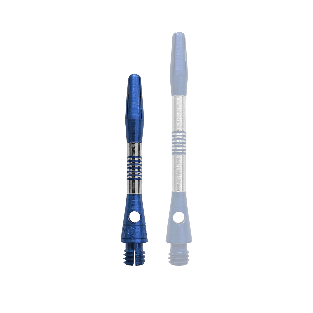 Tiges en aluminium Cetra Bulls NL - Bleues Ein einzelner blauer Aluminium Dart Schaft, 34mm lang, ist im Bild. Dieser Schaft eignet sich für Dart-Liebhaber und Bastler.