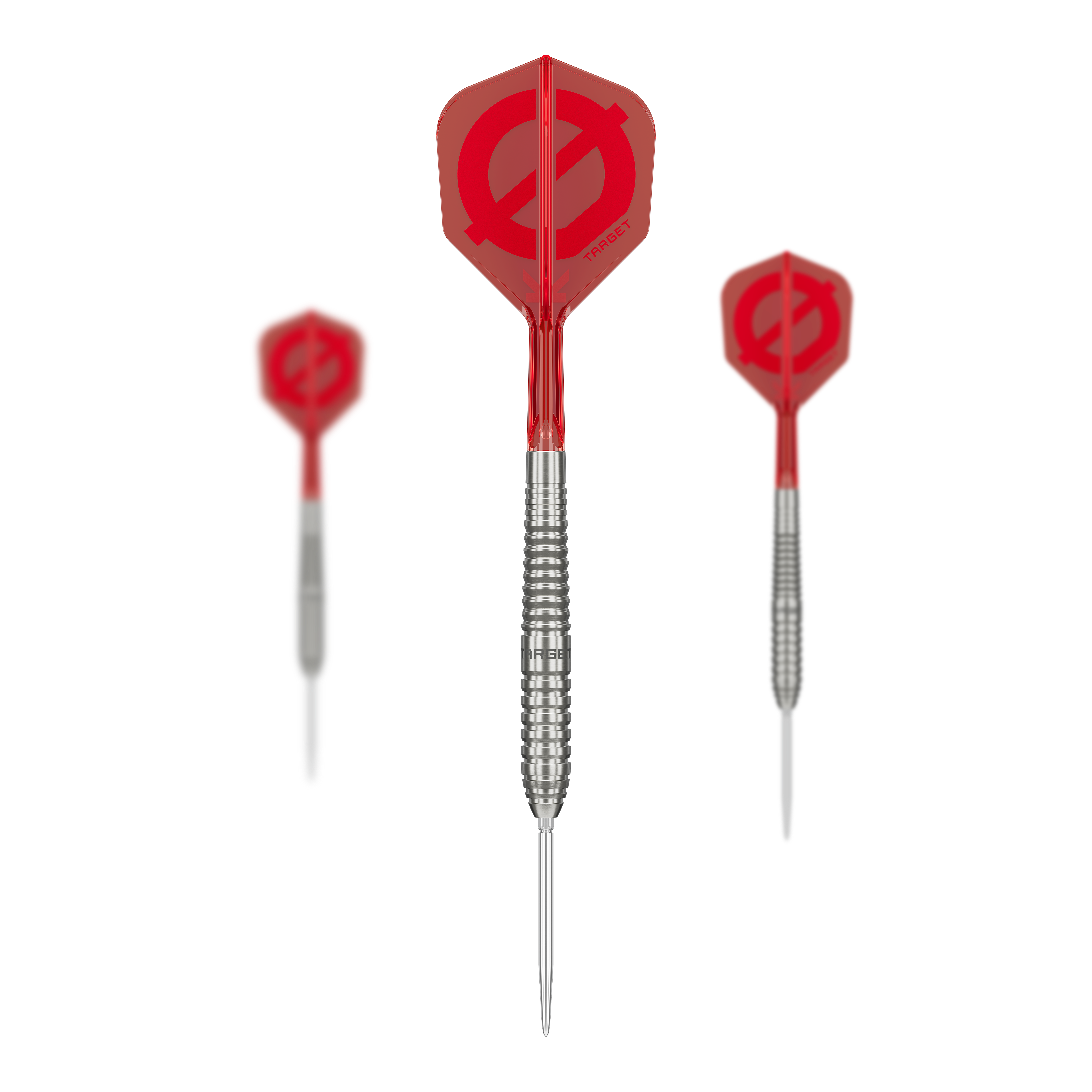 Groupe cible O 01 Fléchettes en acier Swiss Points Das Bild zeigt das Target Group O 01 Swiss Points Steeldarts Set. Die Darts werden zusammen dargestellt.