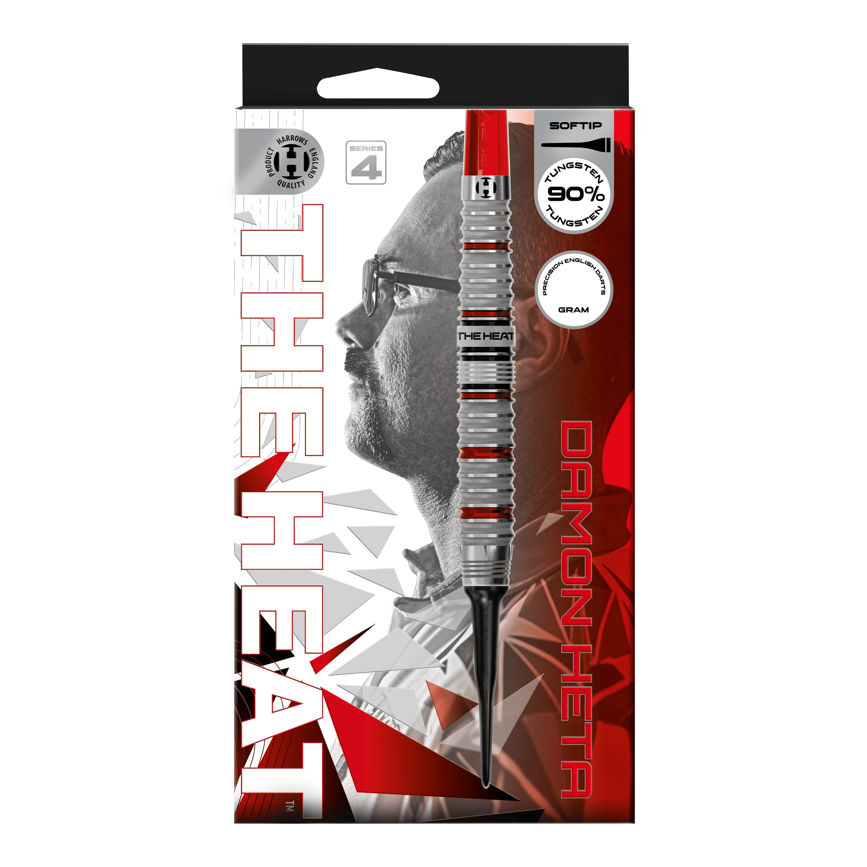 Fléchettes souples Damon Heta Series 4 de Harrow Das Bild zeigt die Harrows Damon Heta Series 4 Softdarts. Die Softdarts sind speziell für den Dartsport entwickelt.
