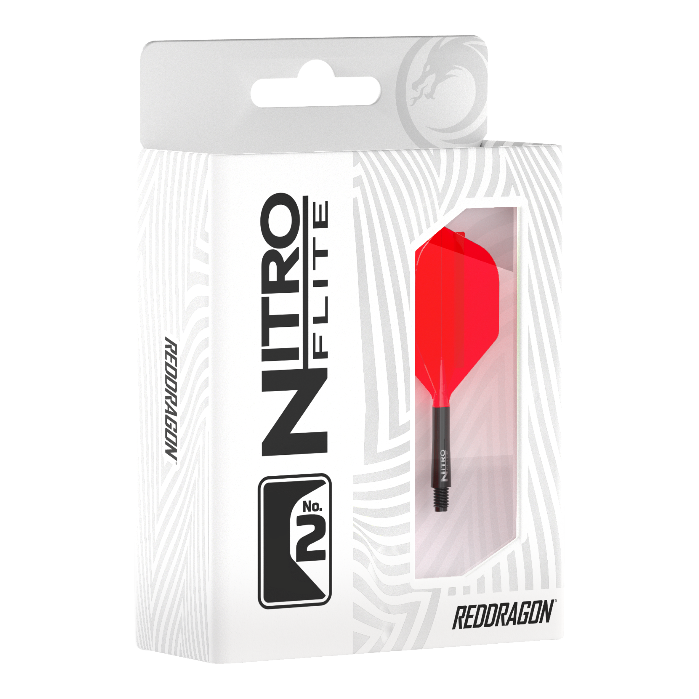 Ailettes Red Dragon Nitroflite - Tige noire, ailettes rouges n°2 Abgebildet ist das Produkt Red Dragon Nitroflite - Black Shaft Red No2 Flights. Die Flights sind für Dartpfeile geeignet und haben schwarze und rote Farben.