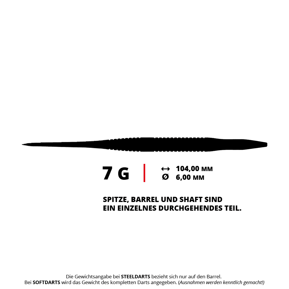 Abgebildet sind die Caliburn TTD Complete Titanium T3 Black Steeldarts - 7g. Die Steeldarts sind schwarz, bestehen aus Titan und wiegen 7 Gramm.