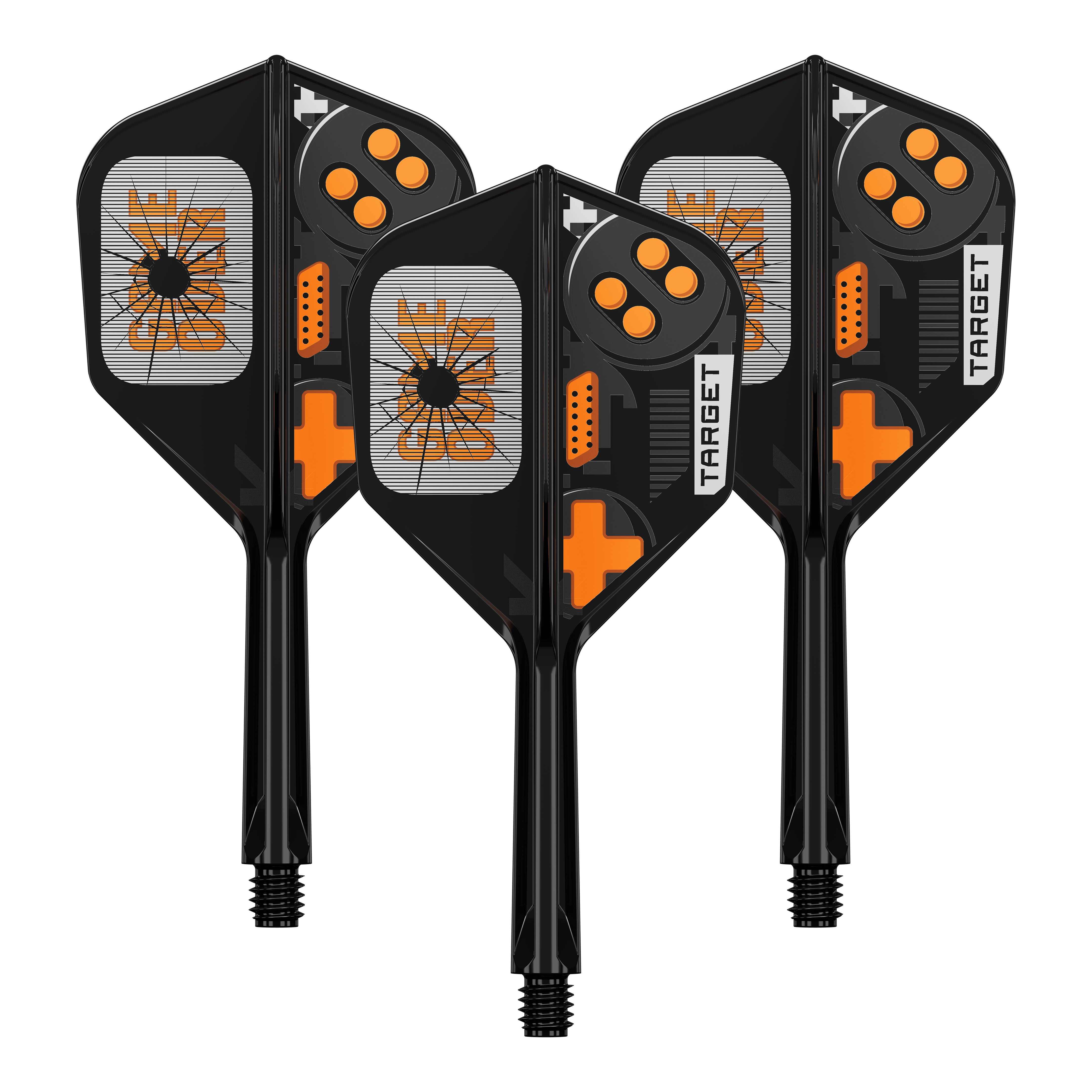 Target K-Flex Game Over No6 Vols Das Bild zeigt ein Set von Dart Flights. Es handelt sich um das Modell 410577 Target K-Flex GameOver No6 Flights 26mm 1Set.