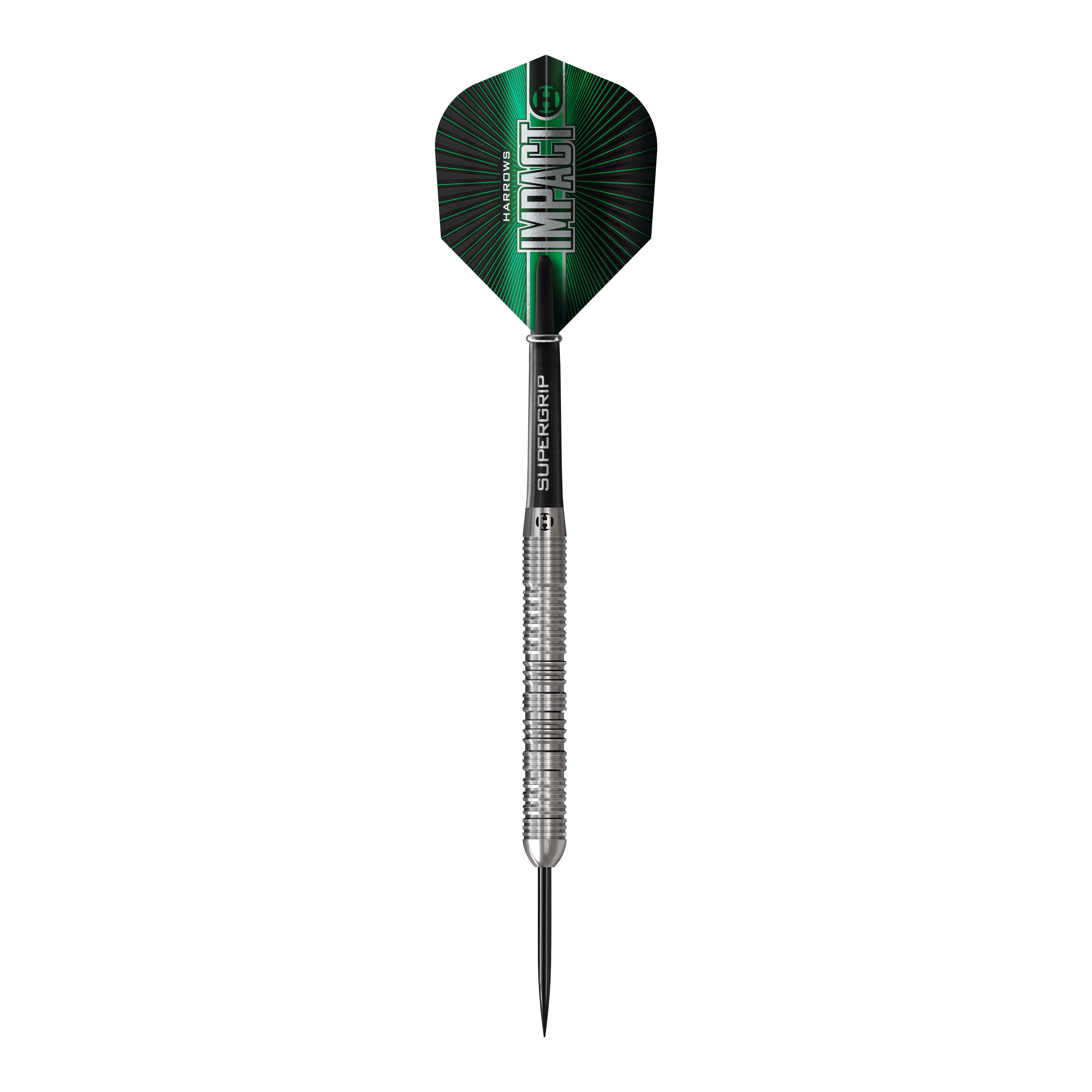 Fléchettes en acier Harrows Impact Das Bild zeigt Harrows Impact Steeldarts. Die Darts sind modern gestaltet und für Steeldart-Wettkämpfe geeignet.