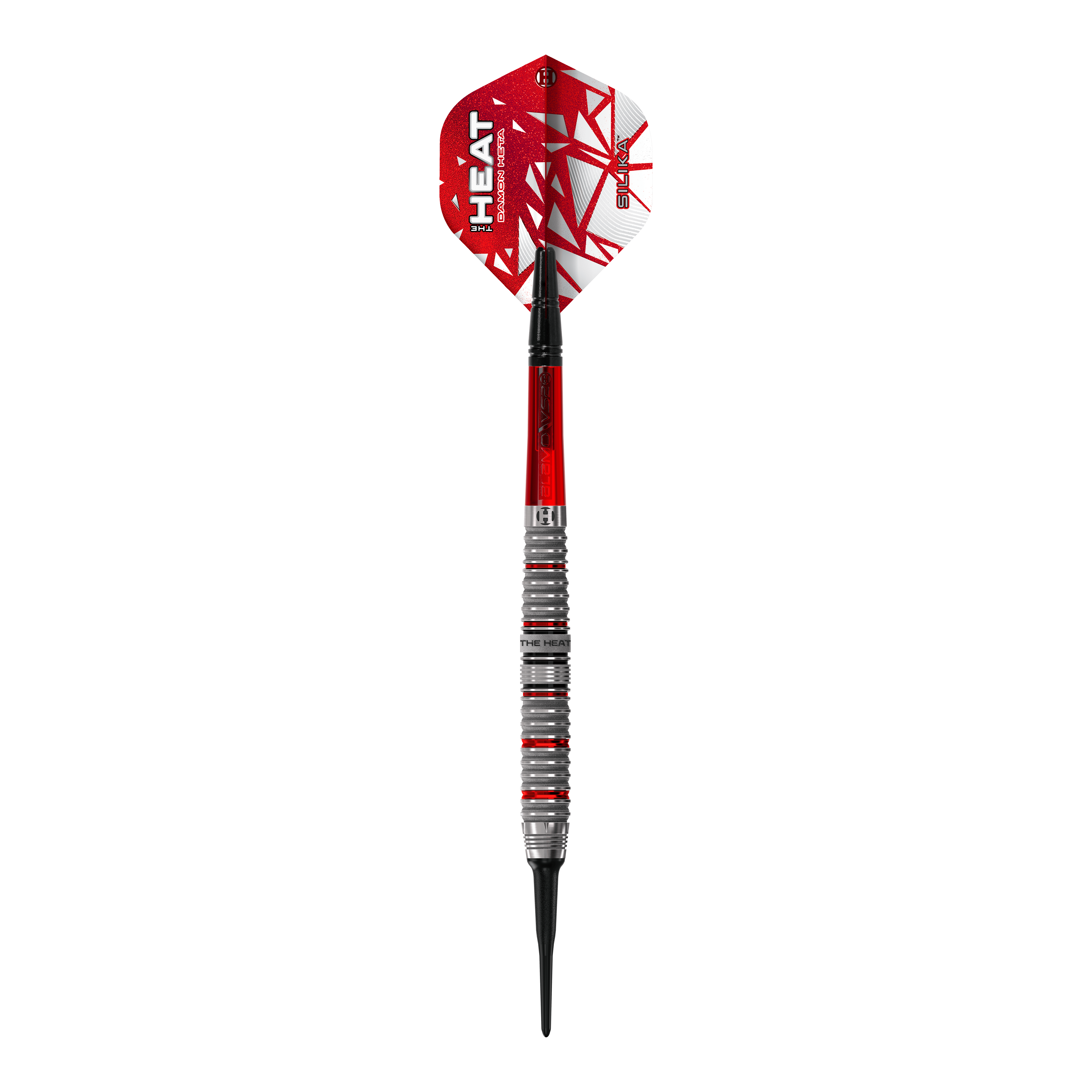 Abgebildet sind die Harrows Damon Heta Series 4 Softdarts. Diese Softdarts bieten eine gute Balance und Präzision.