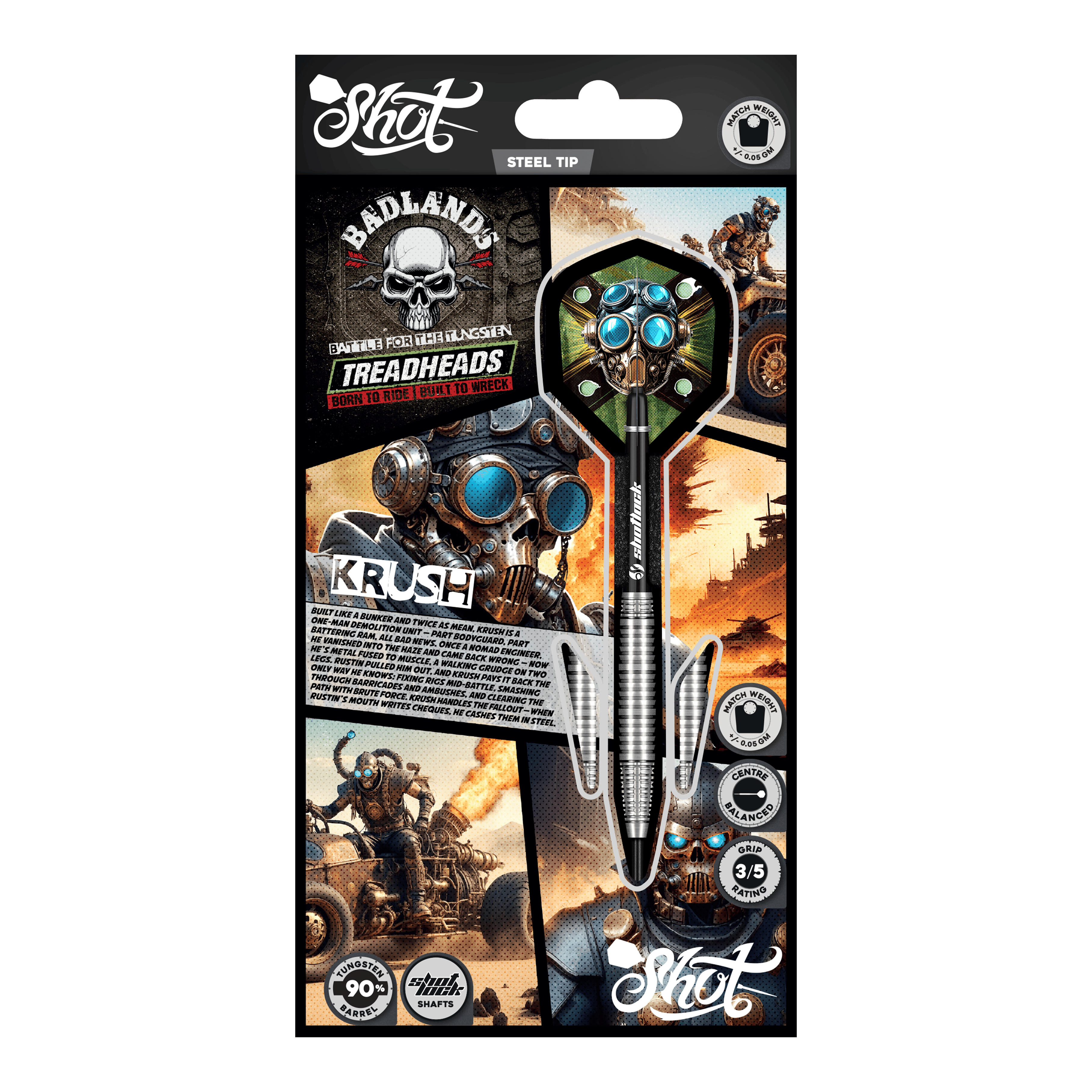 Fléchettes en acier Shot Badlands Krush Abgebildet sind die Shot Badlands Krush Steeldarts. Diese Steeldarts sind für ein exaktes Spiel konzipiert.