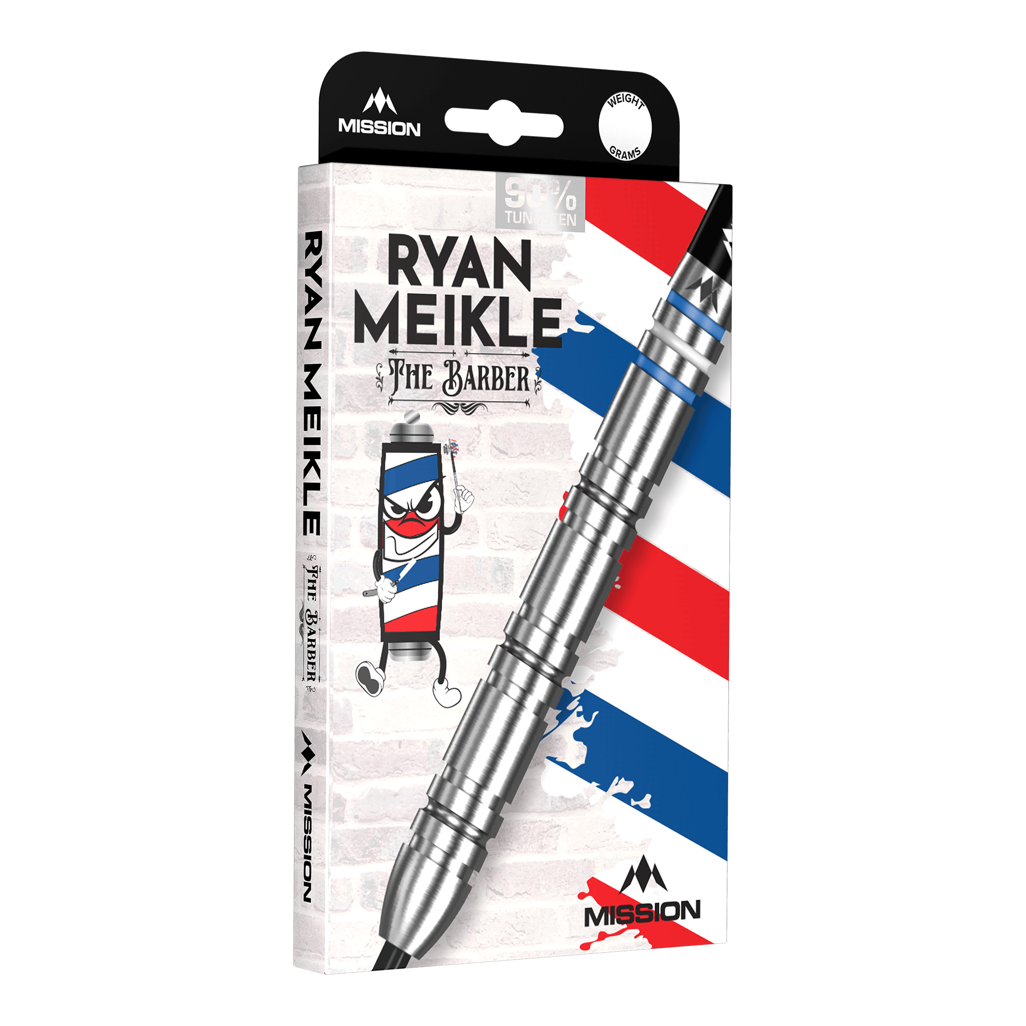 Fléchettes en acier Mission Ryan Meikle The Barber - 23 g Hier sieht man die Mission Ryan Meikle The Barber Steeldarts - 23g. Diese Darts zeichnen sich durch ihr einzigartiges Design aus.