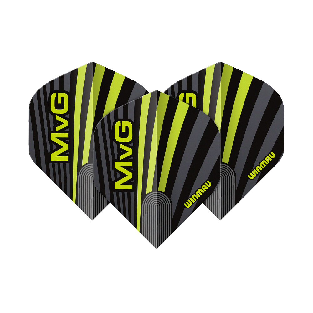 Vols standard Winmau Prism Delta MvG Gris Vert n° 2 Abgebildet sind die Winmau Prism Delta MvG Grey Green No2 Standard Flights. Diese Dart-Flights haben ein graues und grünes Design.